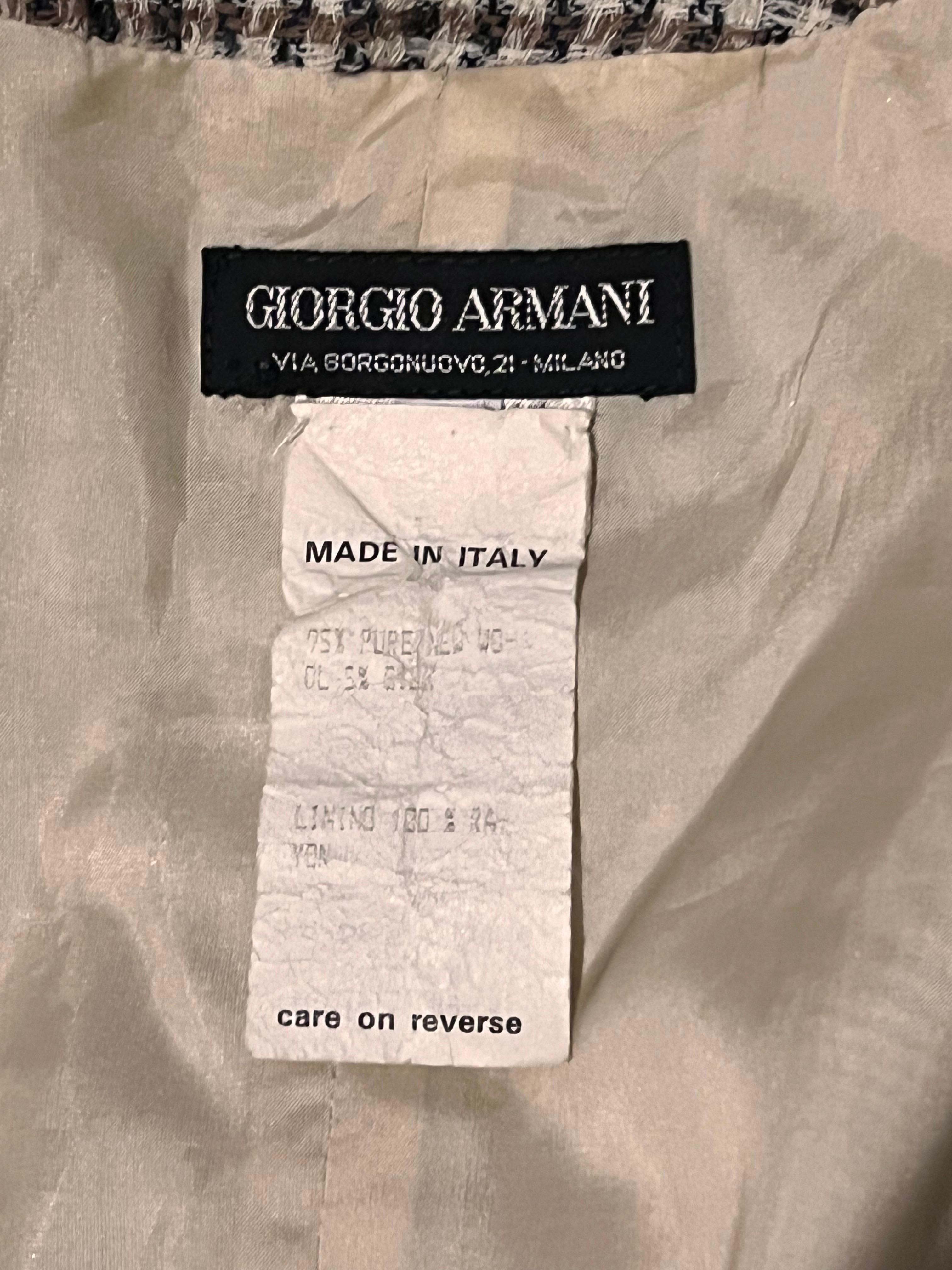 VINTAGE GIORGIO ARMANI Tweed Coat With built in  Waistcoat In Good Condition In COLLINGWOOD, AU