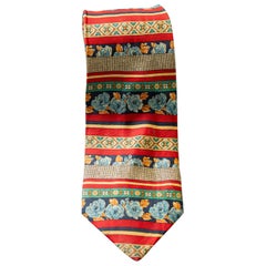 Vintage Giorgio Corregiari all-silk tie with flowers and geometric shapes