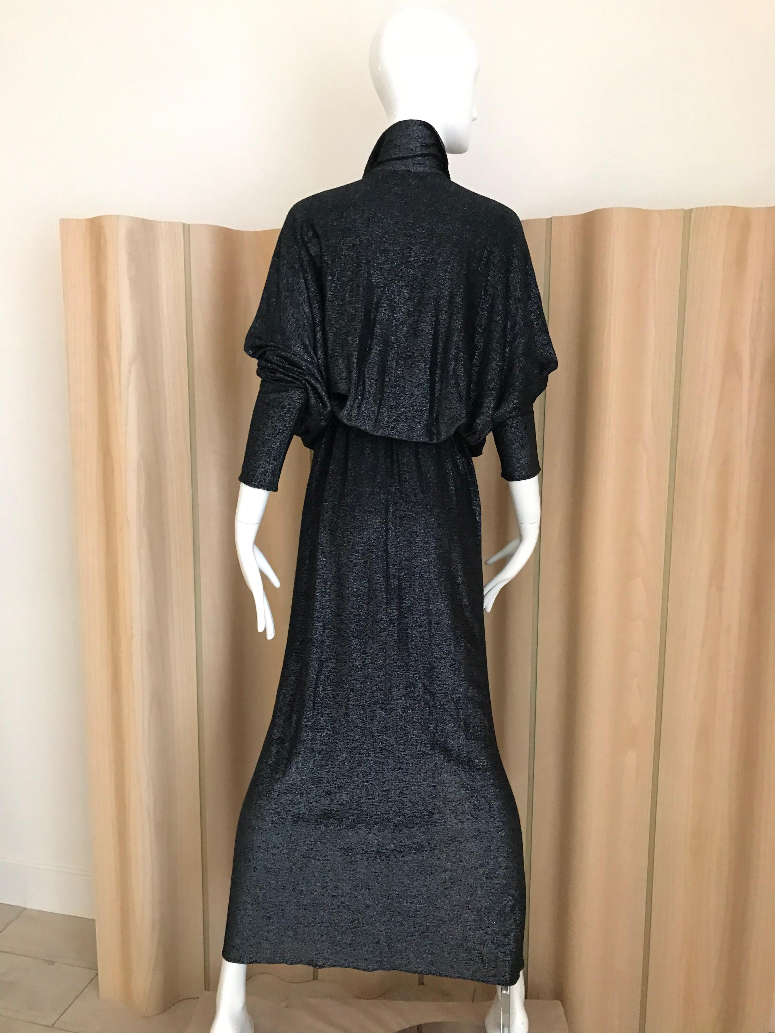 1970s Giorgio di Sant Angelo Black Knit jersey Dress 1