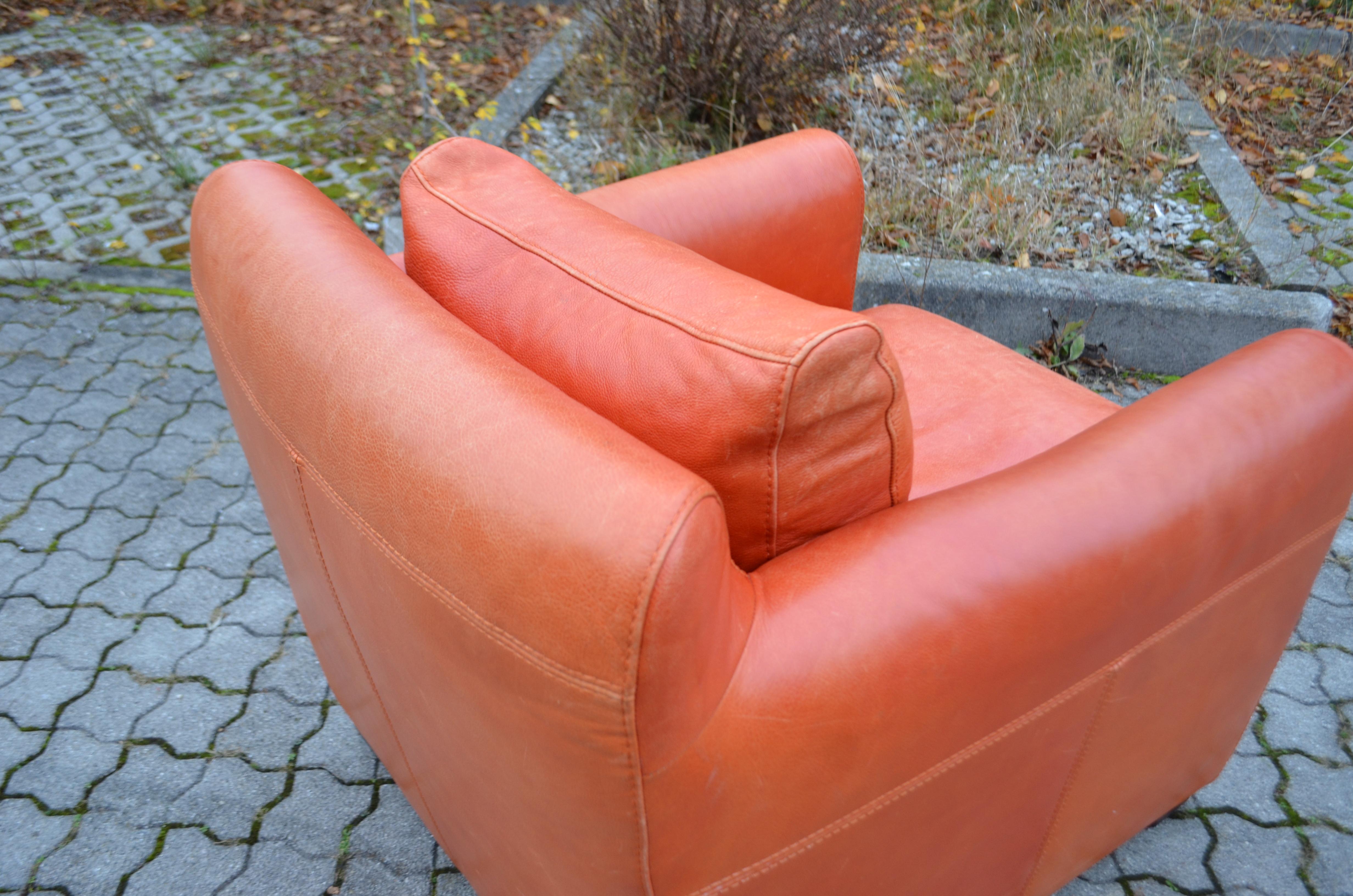 Vintage Giovanni SFORZA Collection Brandy Cognac Leather Club Chair Set of 2 9