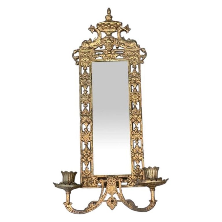 Vintage Girandole Gilt Bronze Candlestick Mirror