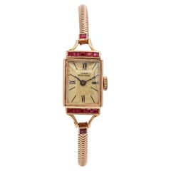 Vintage Girard Perregaux 14k Yellow Gold Ruby Hand Wind Women
s Cocktail Watch