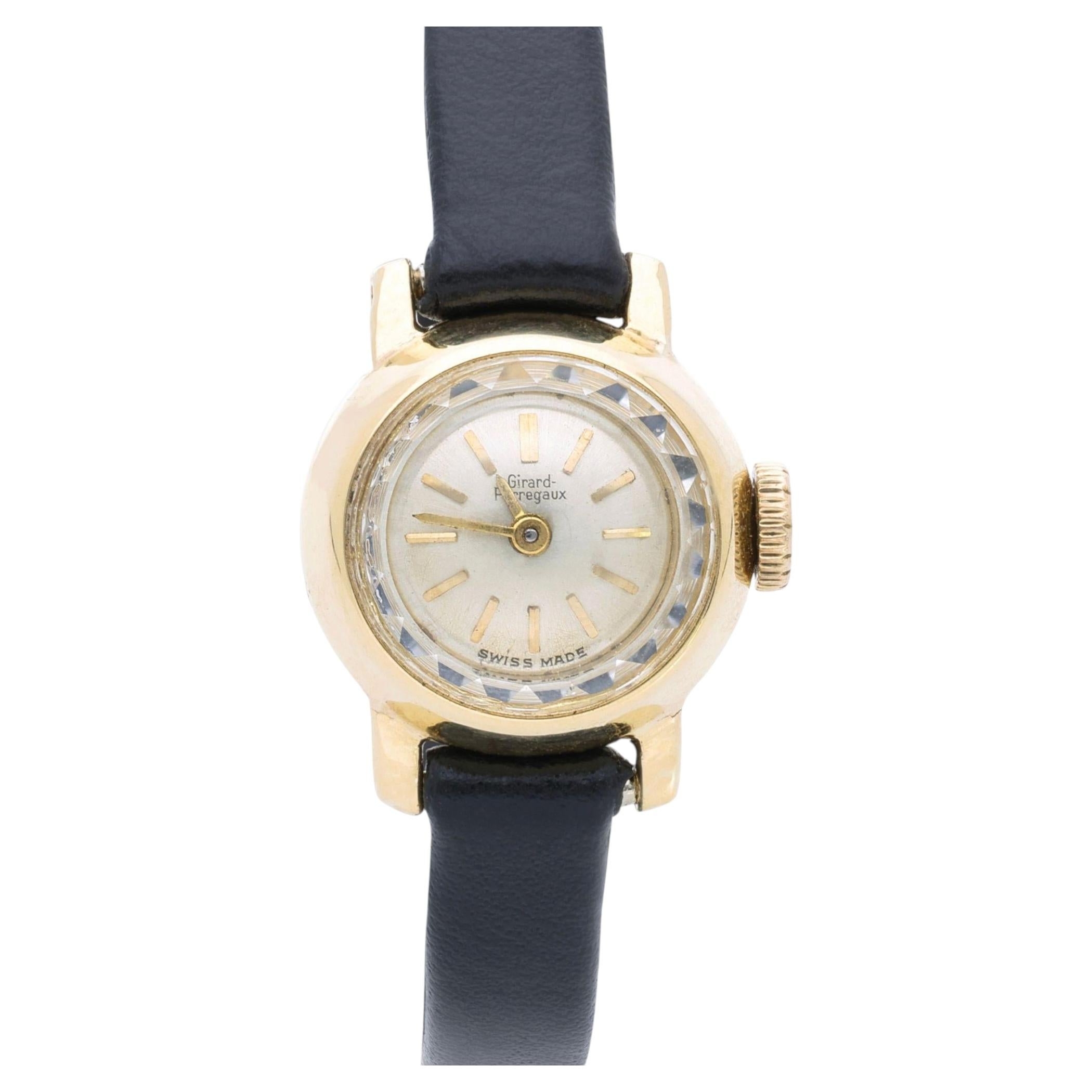 Vintage Girard Perregaux 1960s 18K Yellow Gold 16mm Ladies Manual Wind Watch For Sale