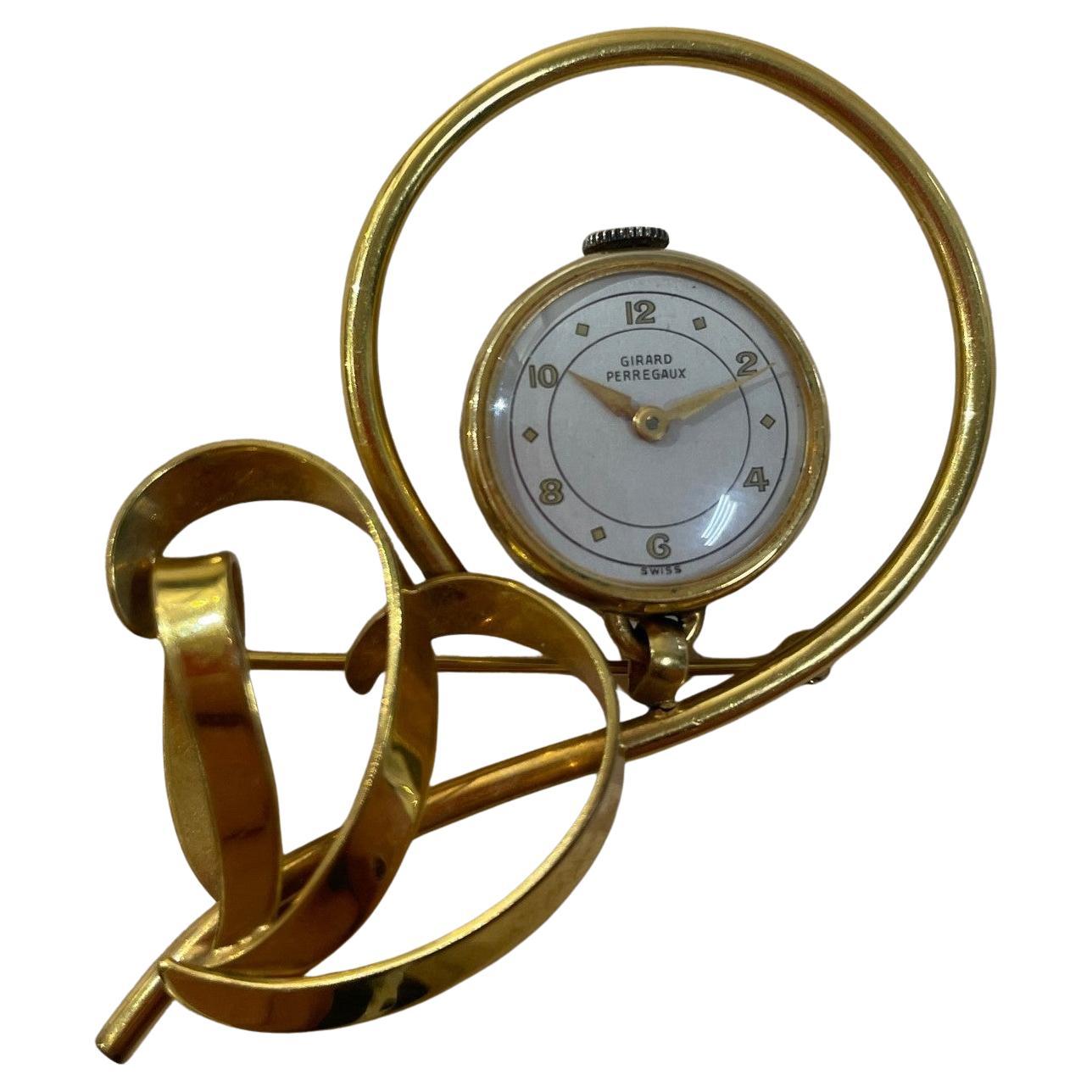 Alfiler vintage Girard Perregaux Reloj de señora moderno de mediados de siglo
