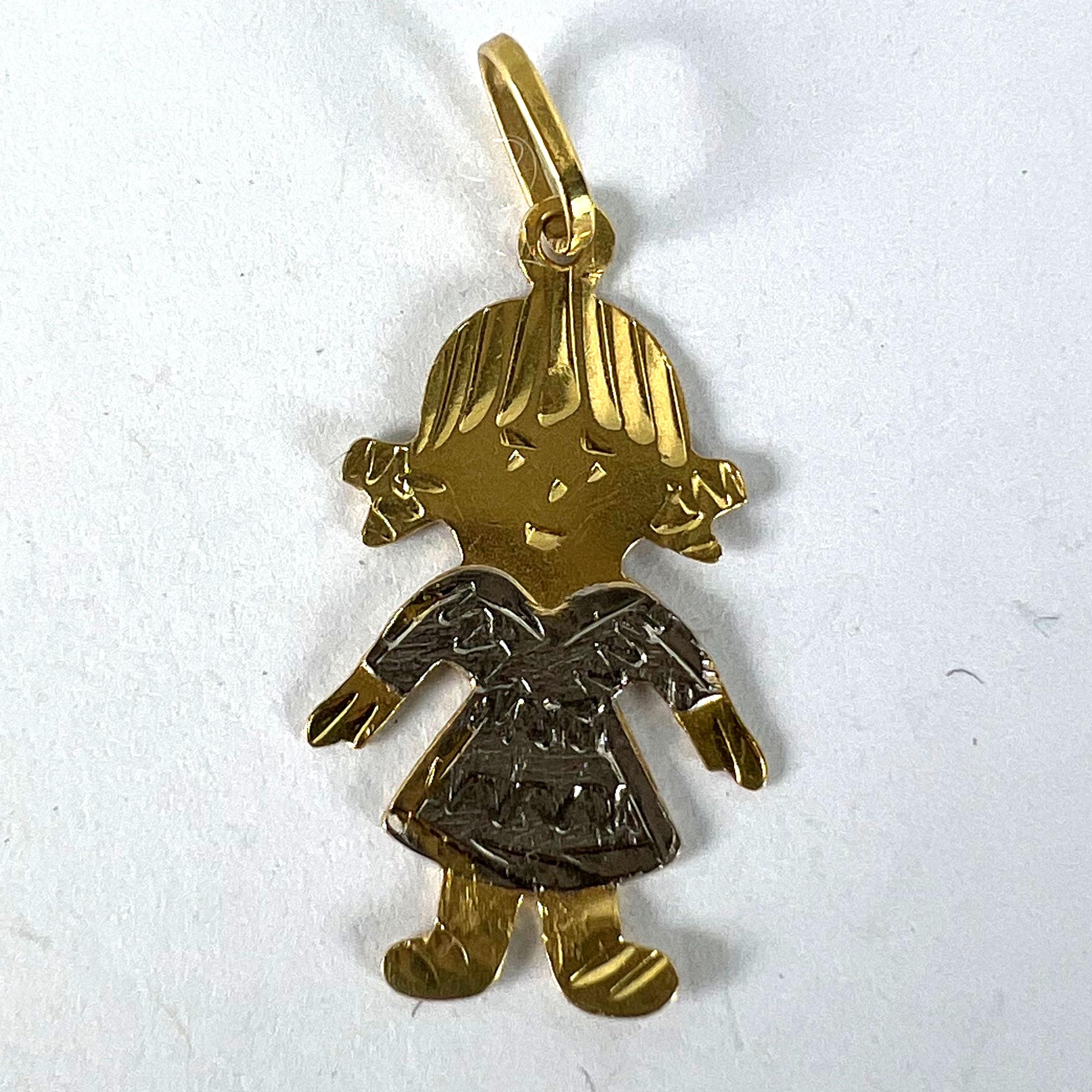 Ciondolo a forma di bambola d'epoca in oro giallo bianco 18K in vendita 7