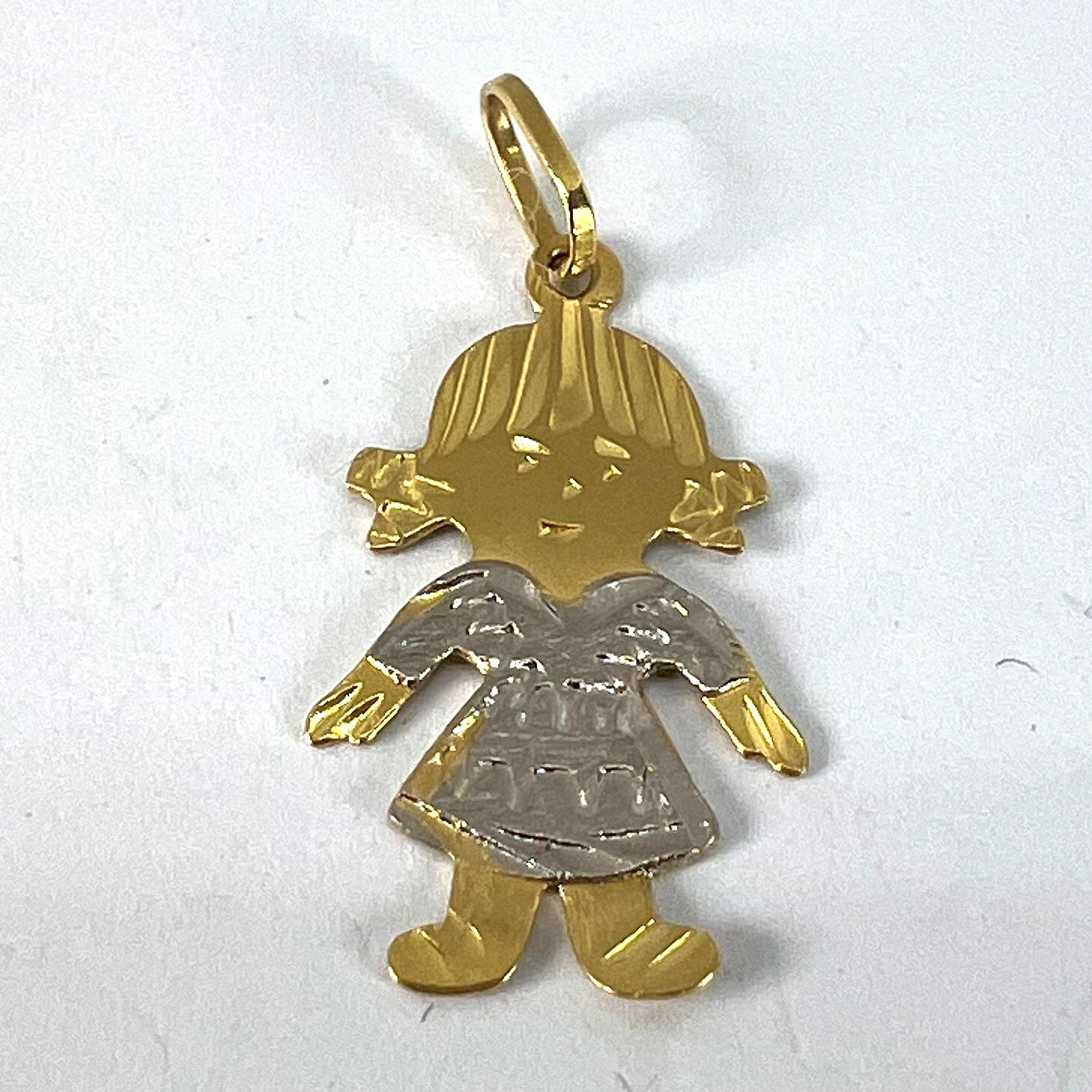 Ciondolo a forma di bambola d'epoca in oro giallo bianco 18K in vendita 8