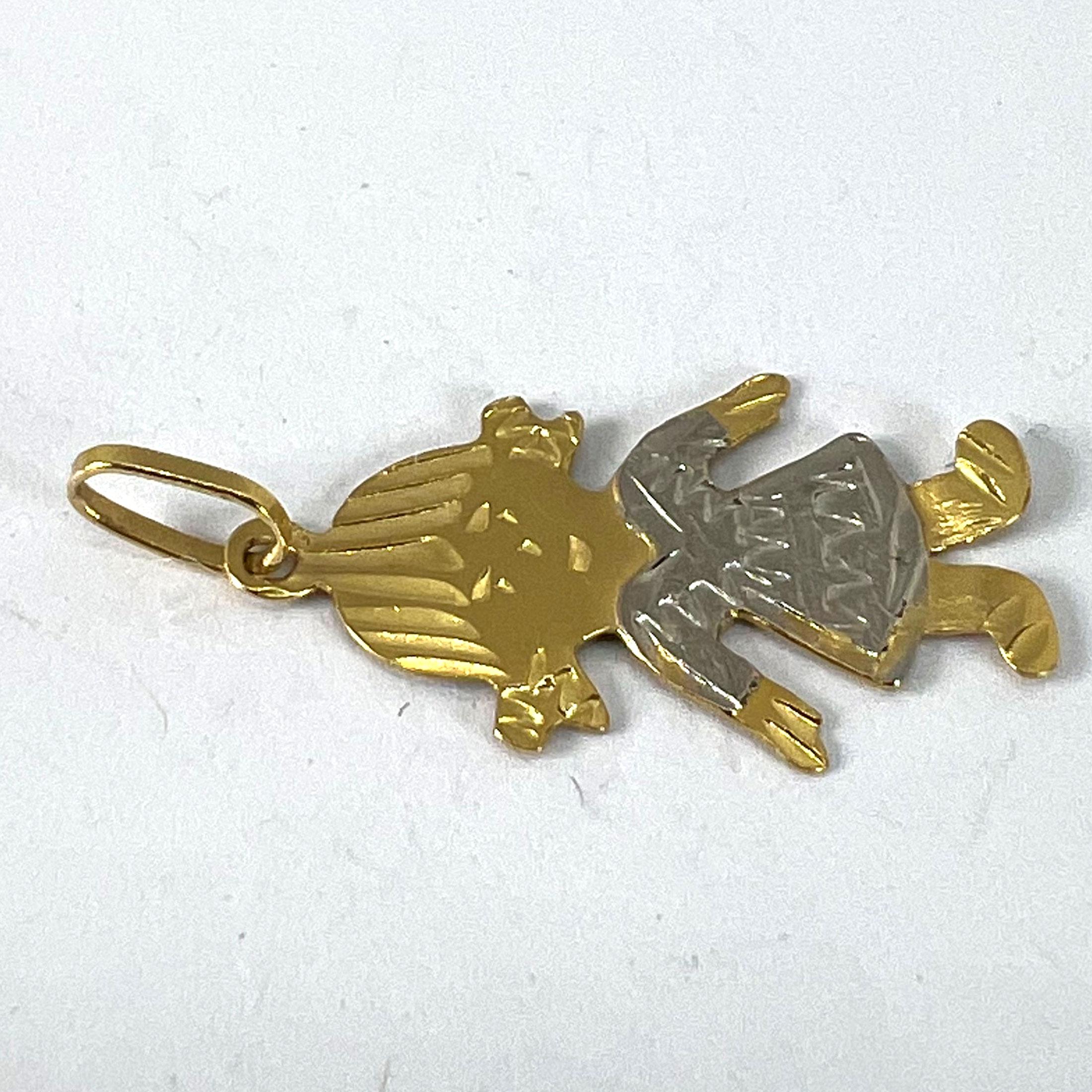 Ciondolo a forma di bambola d'epoca in oro giallo bianco 18K in vendita 10
