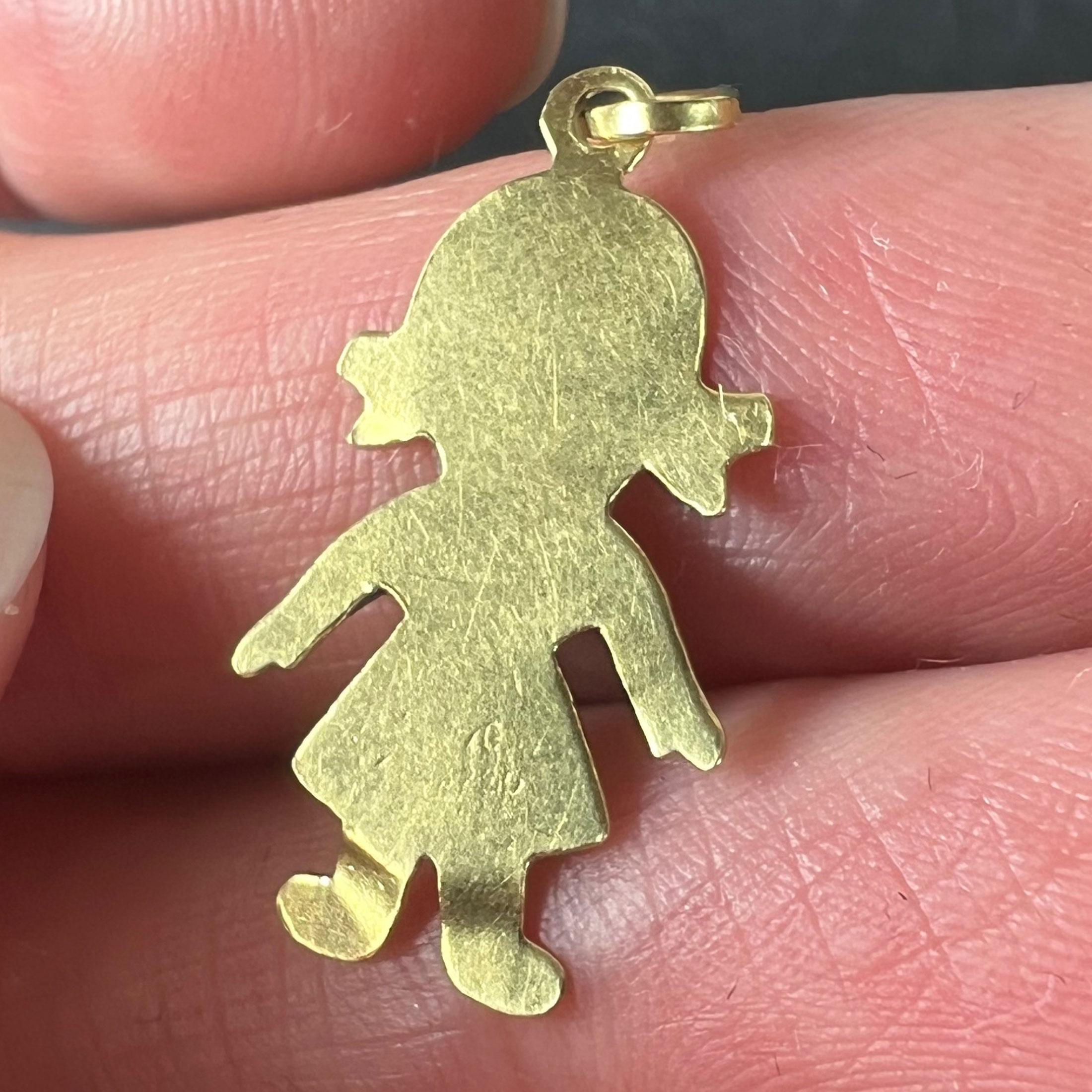Ciondolo a forma di bambola d'epoca in oro giallo bianco 18K in vendita 4