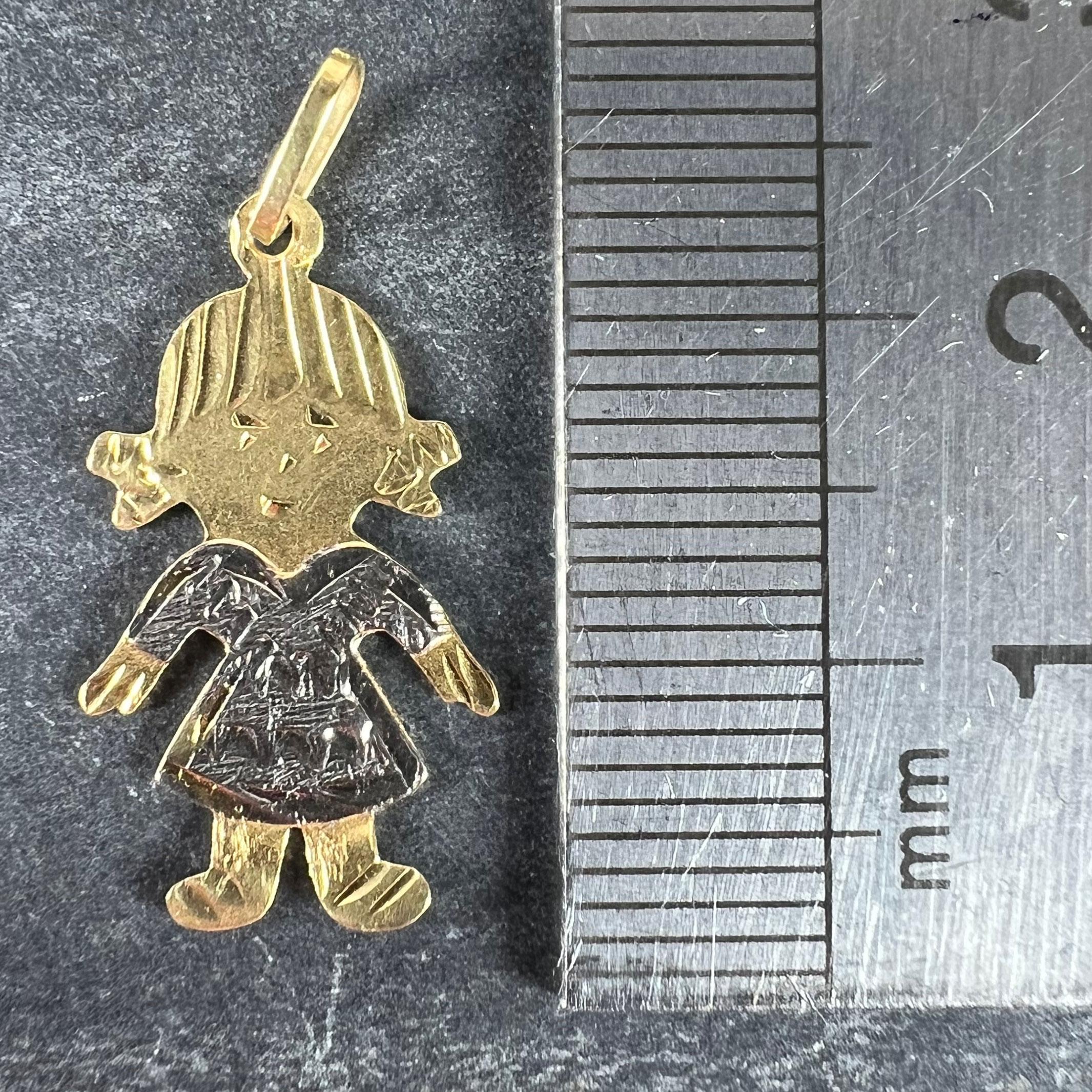 Ciondolo a forma di bambola d'epoca in oro giallo bianco 18K in vendita 5