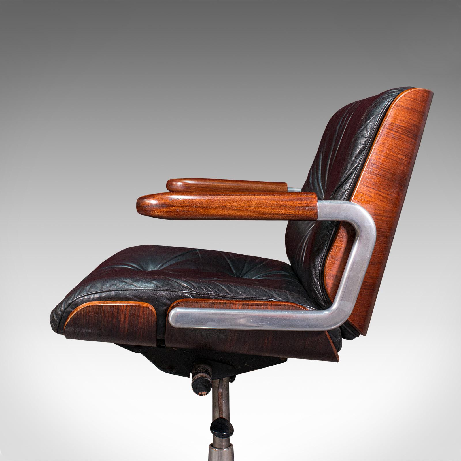 Vintage Giroflex Desk Chair, Swiss, Rosewood, Leather, Office Seat, Martin Stoll 3