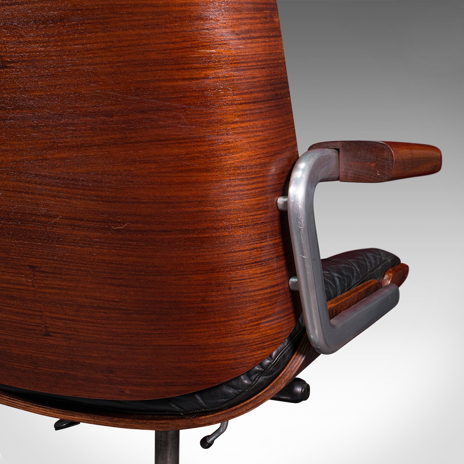 Vintage Giroflex Desk Chair, Swiss, Rosewood, Leather, Office Seat, Martin Stoll 4