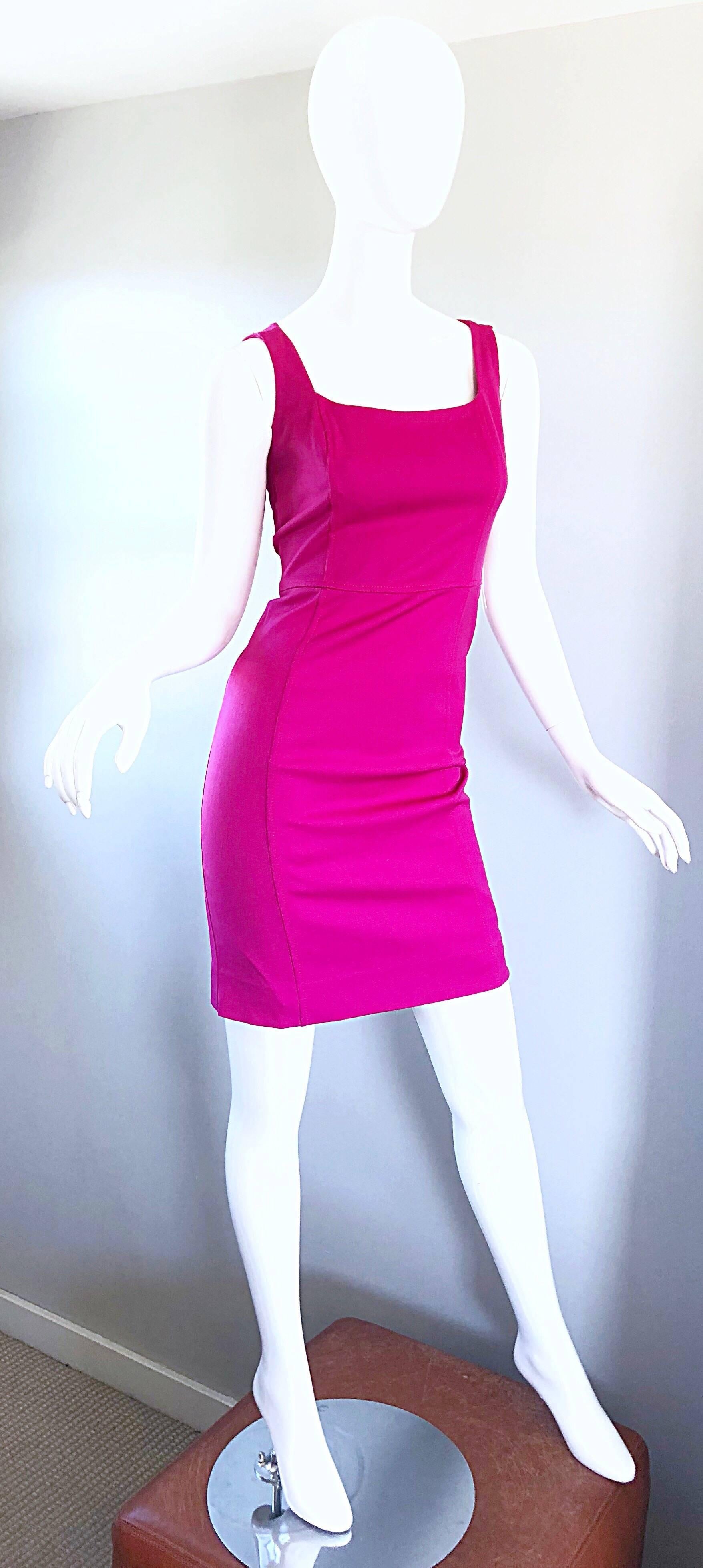 Giorgio Armani Collezioni Vintage Hot Pink Dress, 1990s In Excellent Condition In San Diego, CA