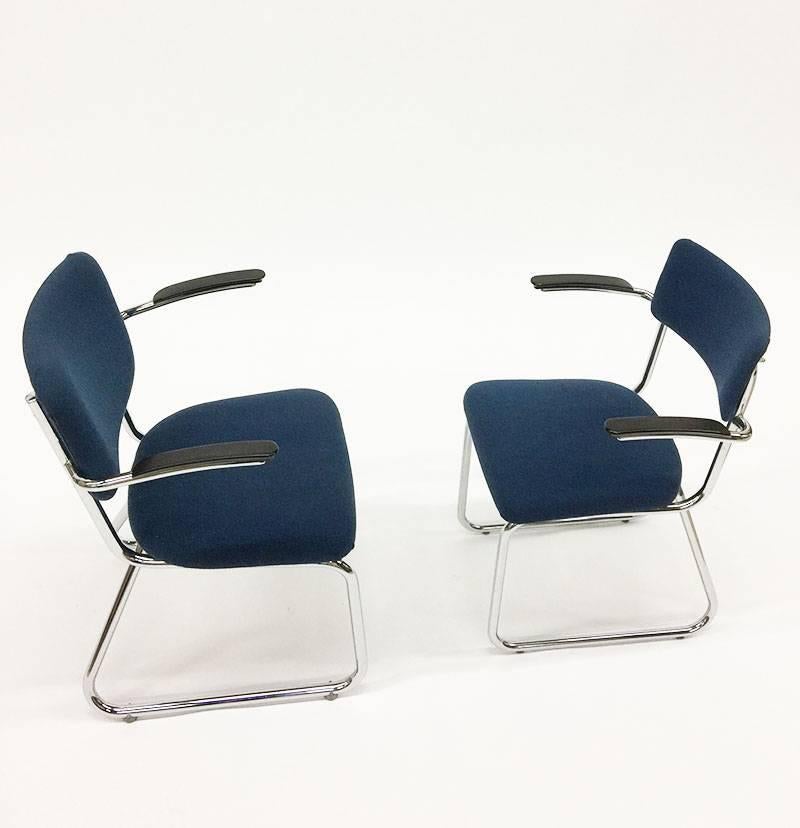 Dutch  Office Chairs 212 Tubax Style by Gispen ,  1970s For Sale