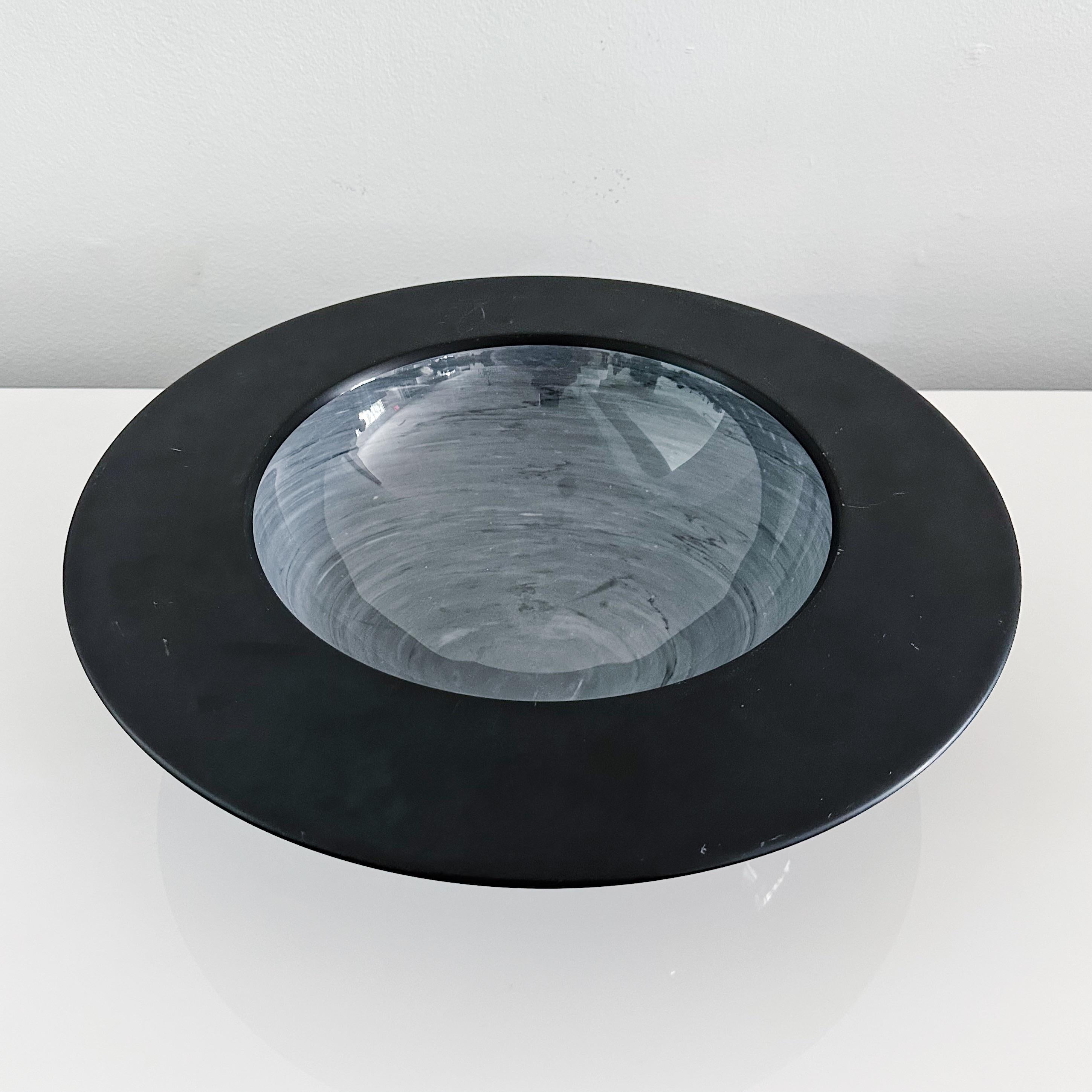 Mid-Century Modern Vintage Giulio Lazzotti for Casigliani Bardiglio Marble and Slate Large Bowl For Sale