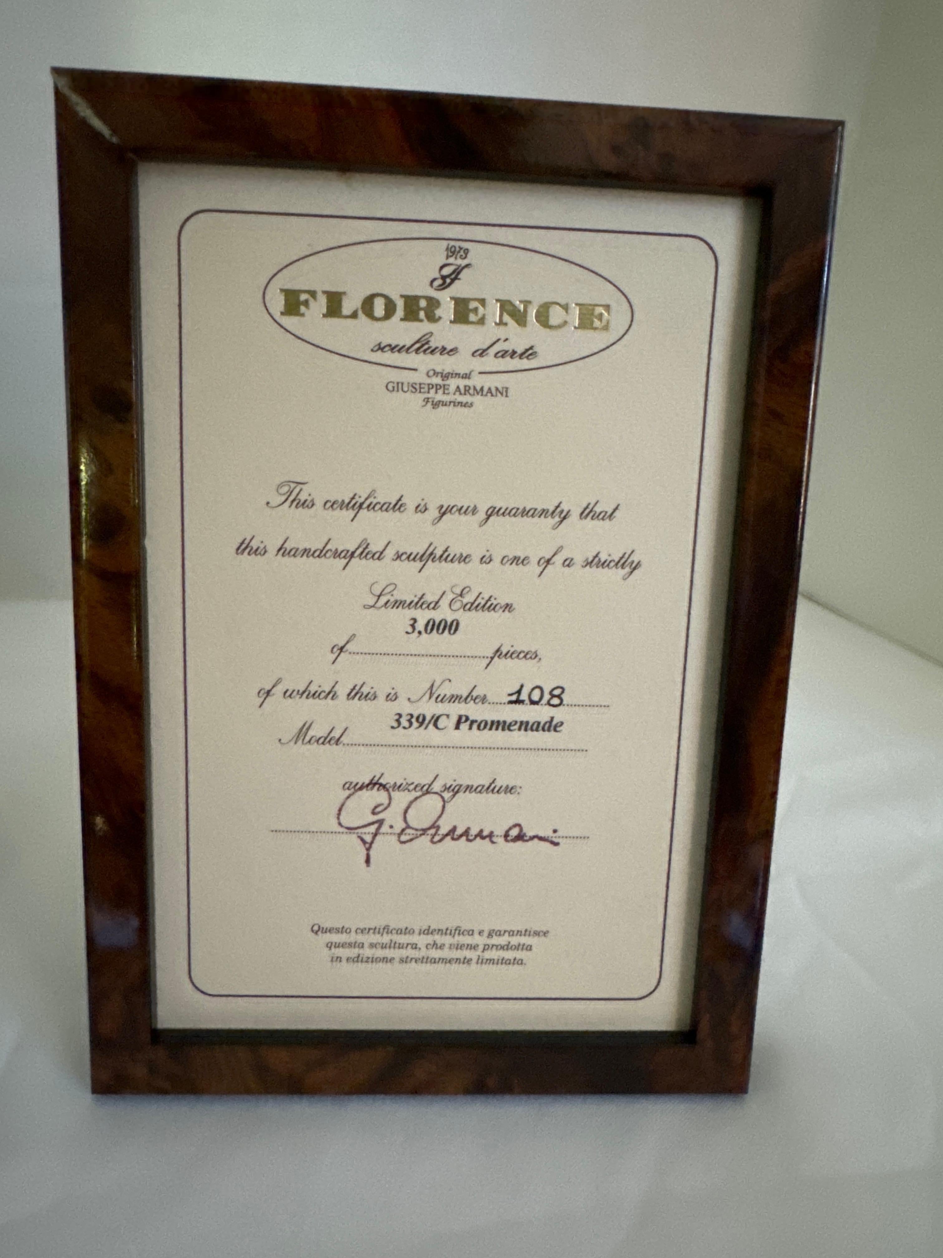 Statuette Giuseppe Armani d'epoca, edizione limitata made in Italy con certificazione In condizioni buone in vendita a Birmingham, AL