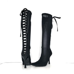 Vintage Giuseppe Zanotti Corset Mesh Knee High Pointed Toe Boots 36