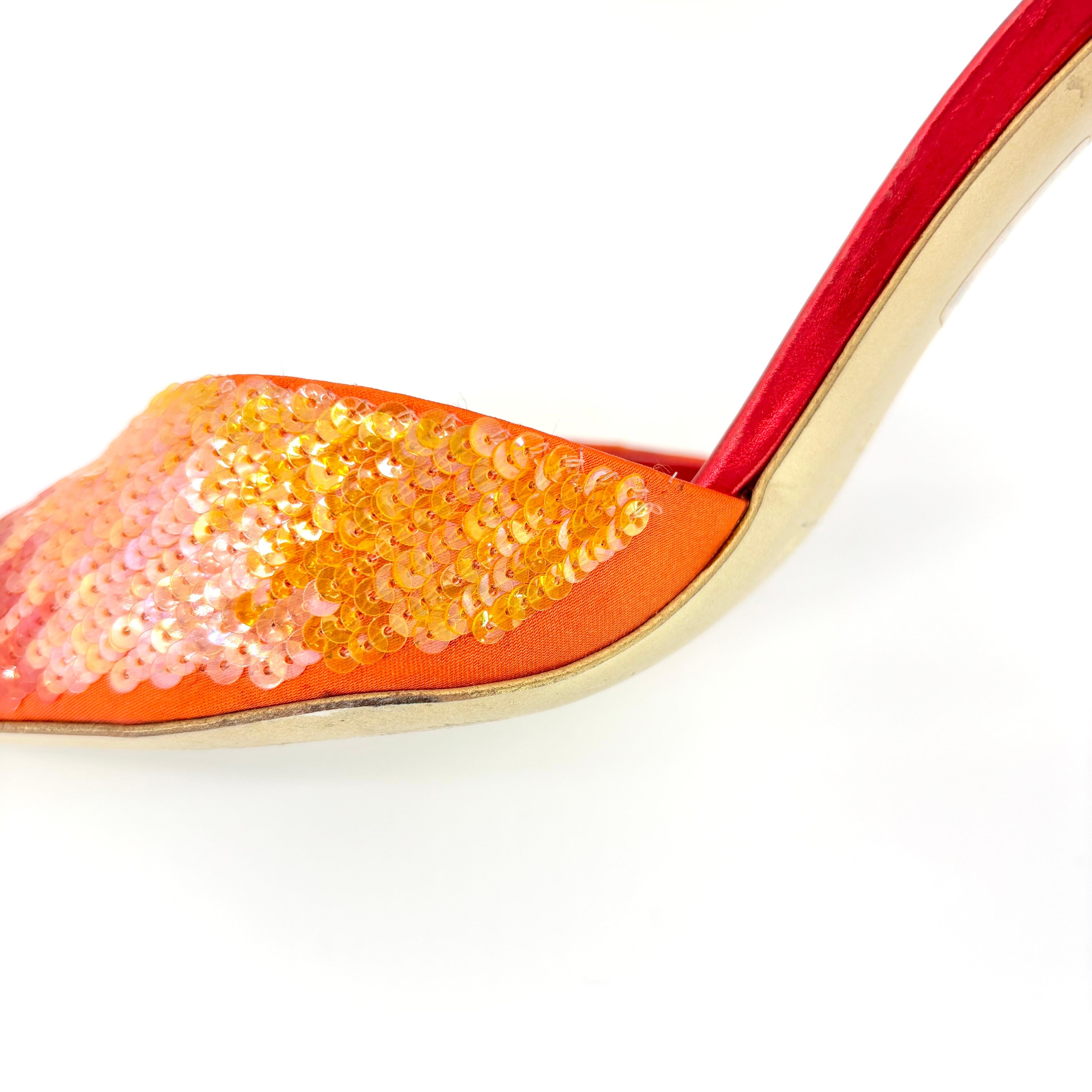 Vintage Giuseppe Zanotti Sequin Pointed Toe Heeled Slip On Mule Pumps 38.5EU For Sale 1