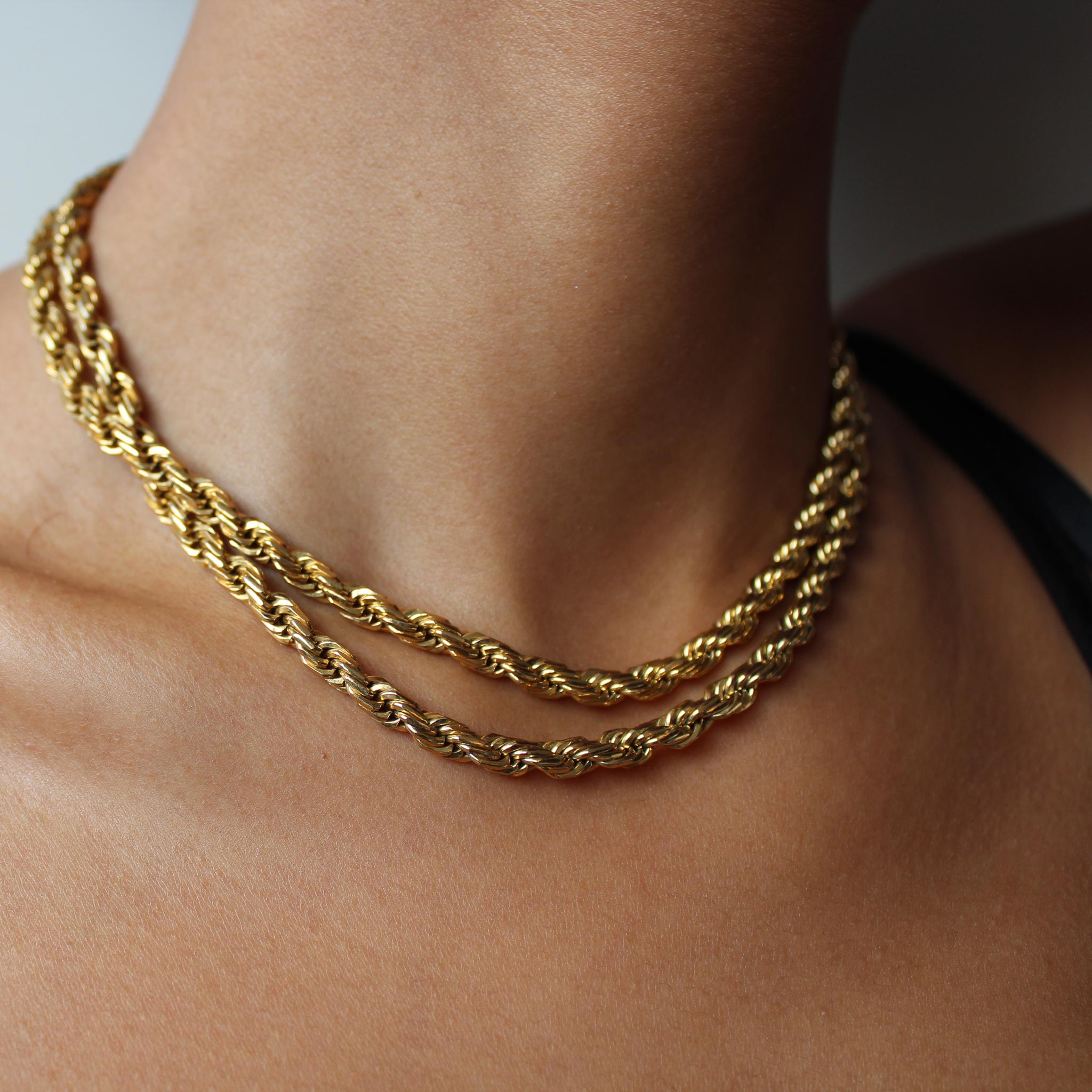 Givenchy Vintage 1970s Necklace

Super cool and versatile rope chain necklace from the legendary house of Hubert du Givenchy. Made in the 1970s, this beautiful chain is cast from gold plated metal. Can be worn solo or doubled up for