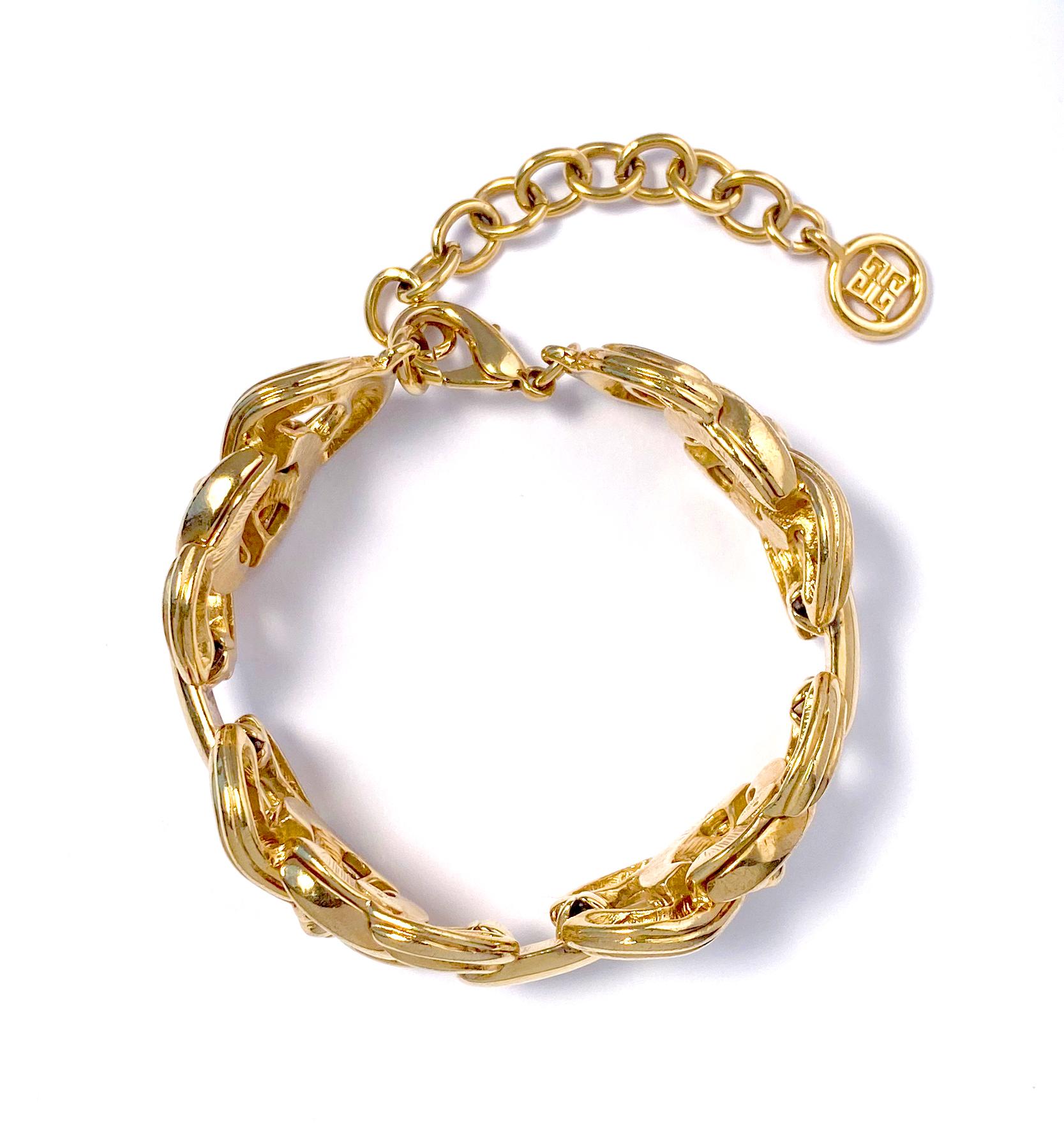 Vintage Givenchy Big Link Chain Bracelet, 1980s In Good Condition For Sale In London, GB