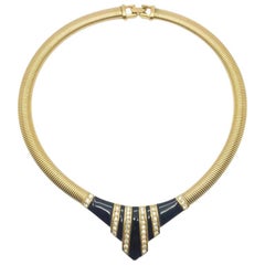 Vintage Givenchy Black And Gold Geo Collar Necklace