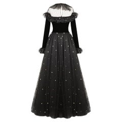 VINTAGE GIVENCHY BLACK SILK SPRKLE BALL GOWN 70-s Size S