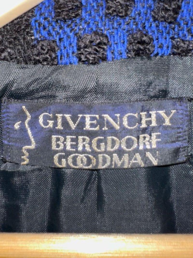 Vintage Givenchy Blue & Black Tweed Blazer For Sale 8