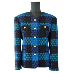 Blazer vintage Givenchy de tweed azul y negro