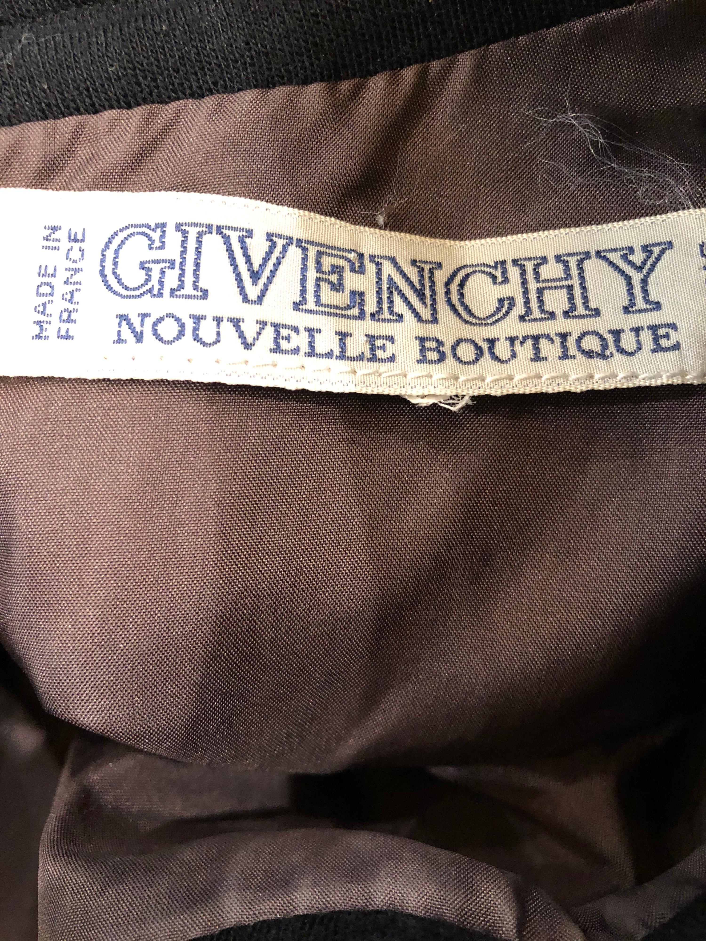Vintage 80s Givenchy Brown and Black Virgin Wool Long Sleeve Mock Neck Sac Dress For Sale 10