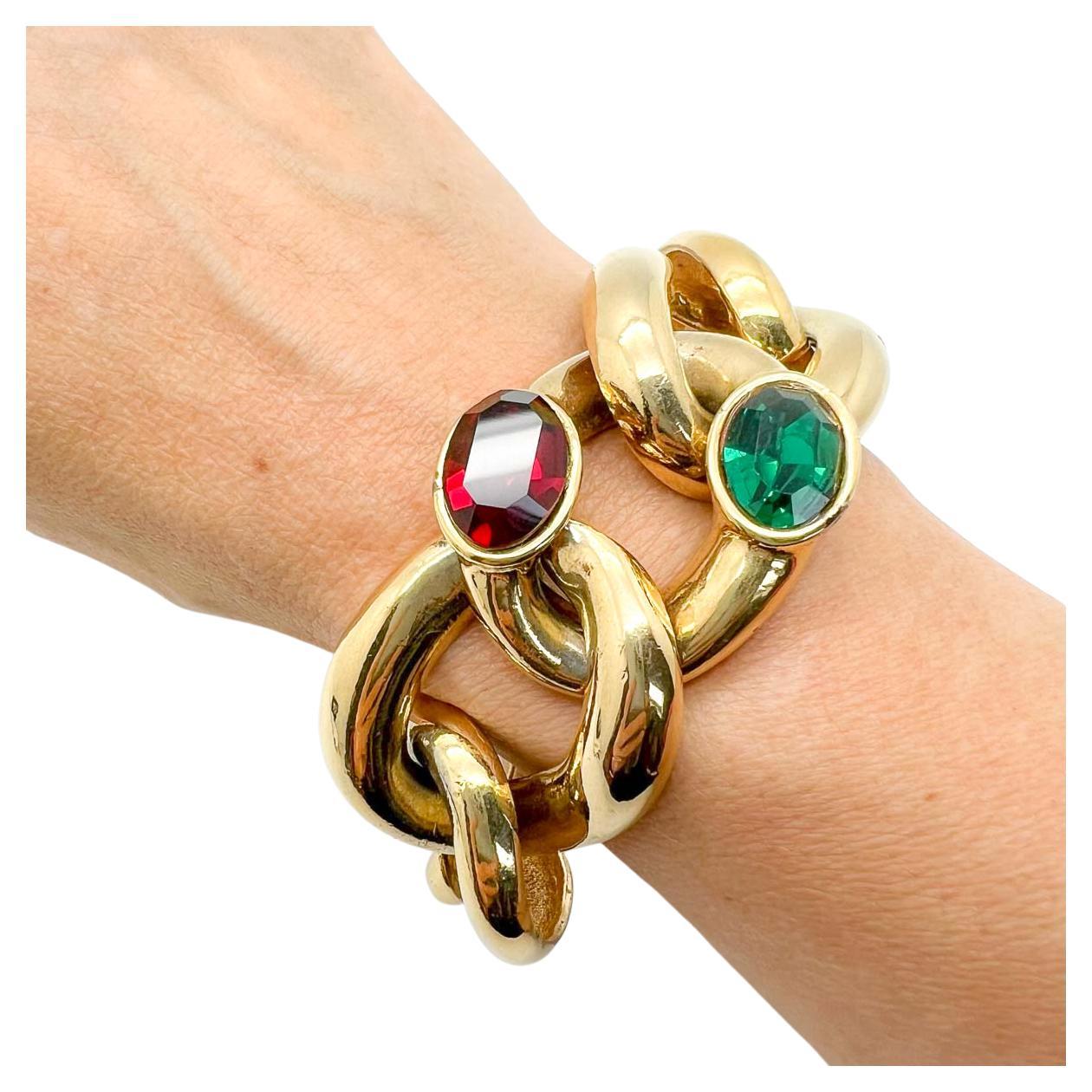 Givenchy Bracelet jonc vintage en chaîne épaisse avec bijoux, années 1980 en vente