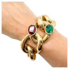 Givenchy Bracelet jonc vintage en chaîne épaisse avec bijoux, années 1980