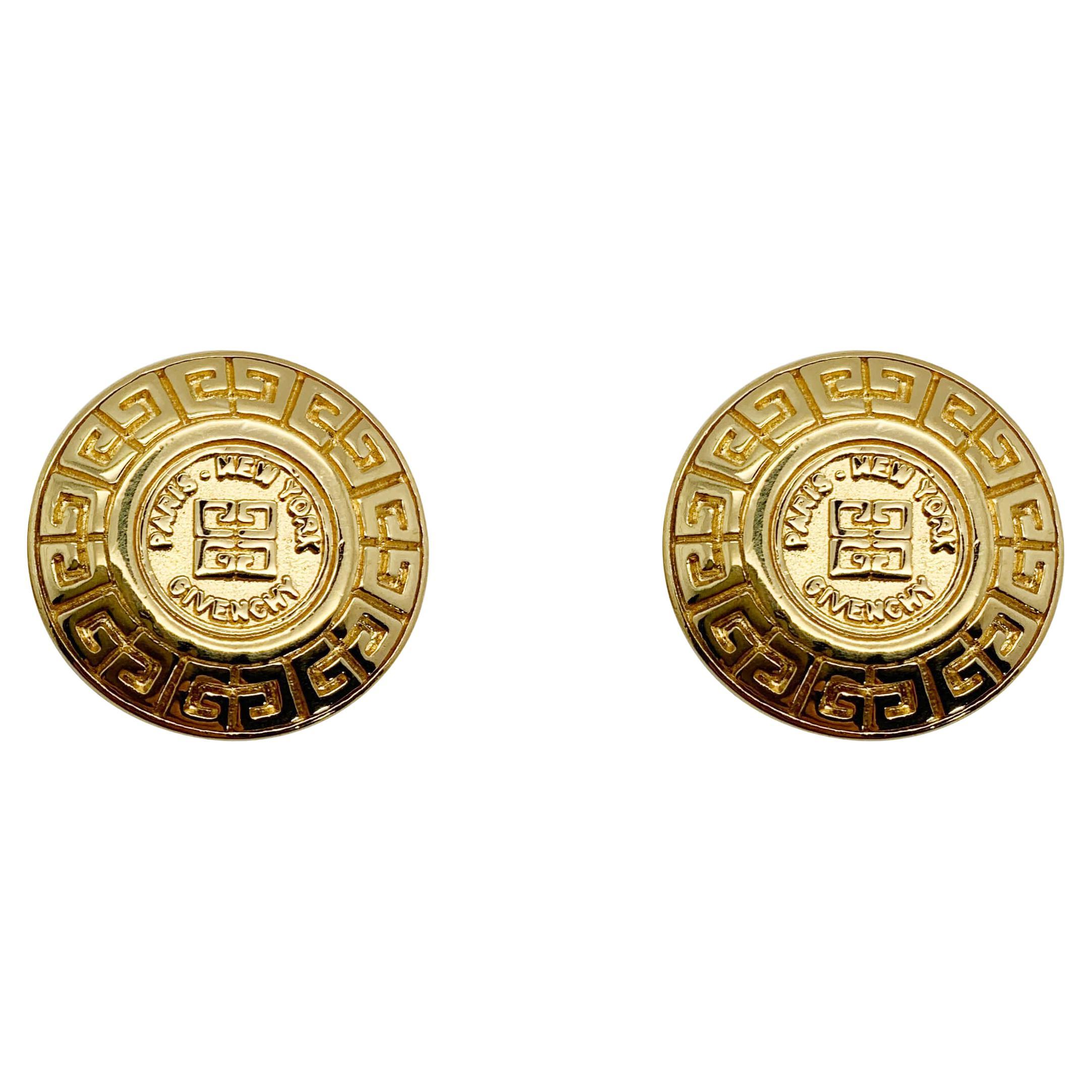 Vintage Givenchy Coin Logo Earring 1980s For Sale