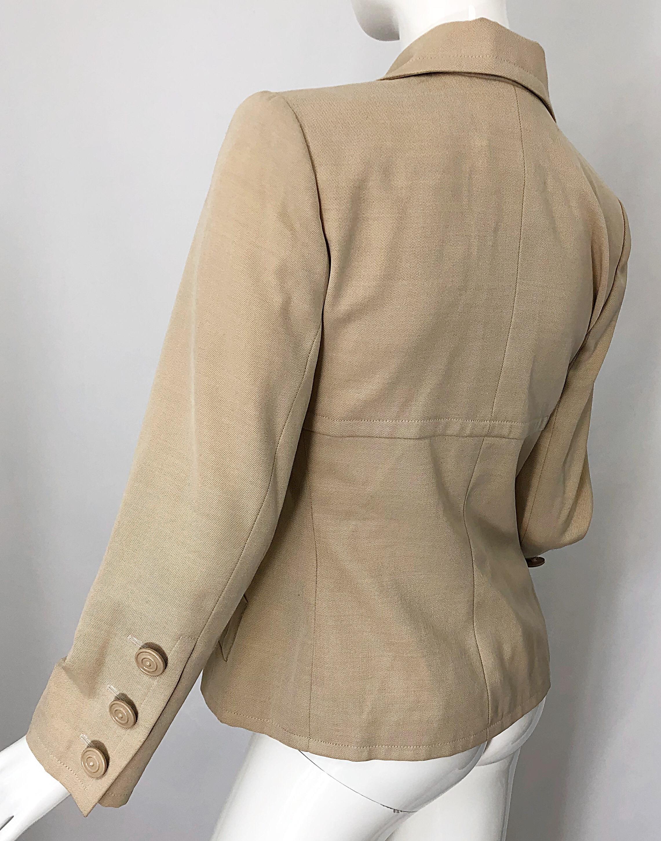 Vintage Givenchy Couture by Alexander McQueen 1990s Khaki Tan 90s Jacket Blazer 2