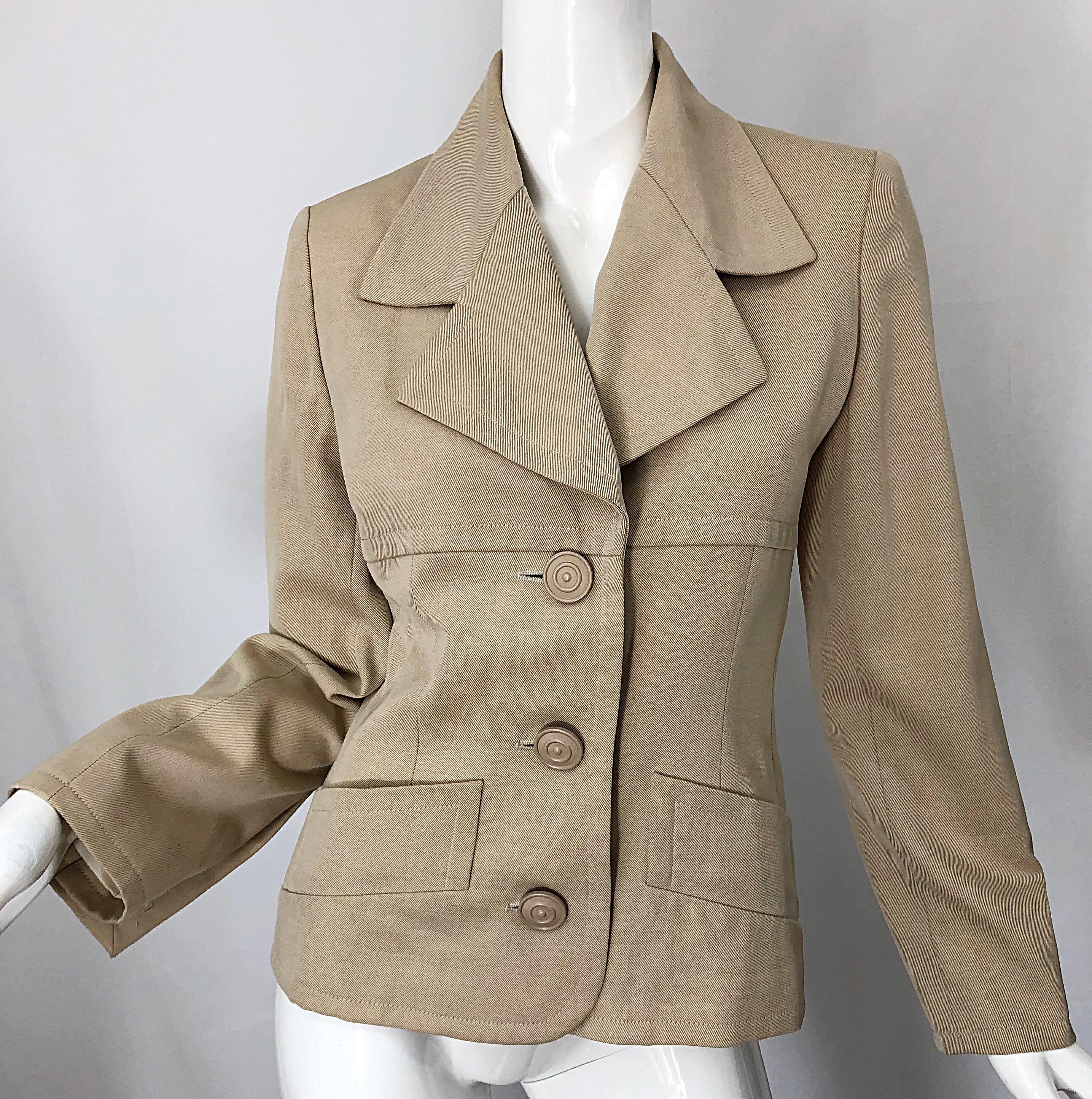 Vintage Givenchy Couture by Alexander McQueen 1990s Khaki Tan 90s Jacket Blazer 3