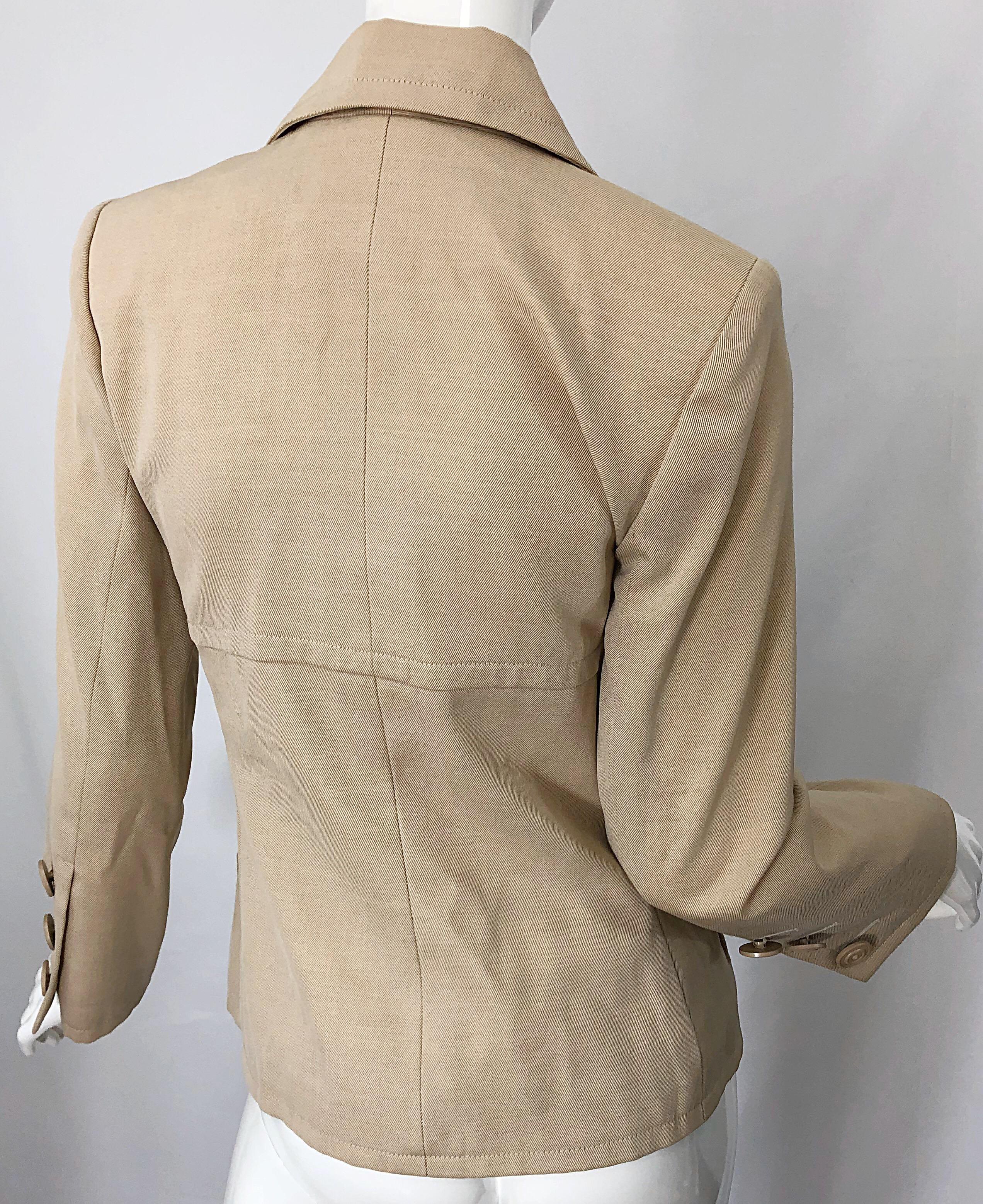 Vintage Givenchy Couture by Alexander McQueen 1990s Khaki Tan 90s Jacket Blazer 4