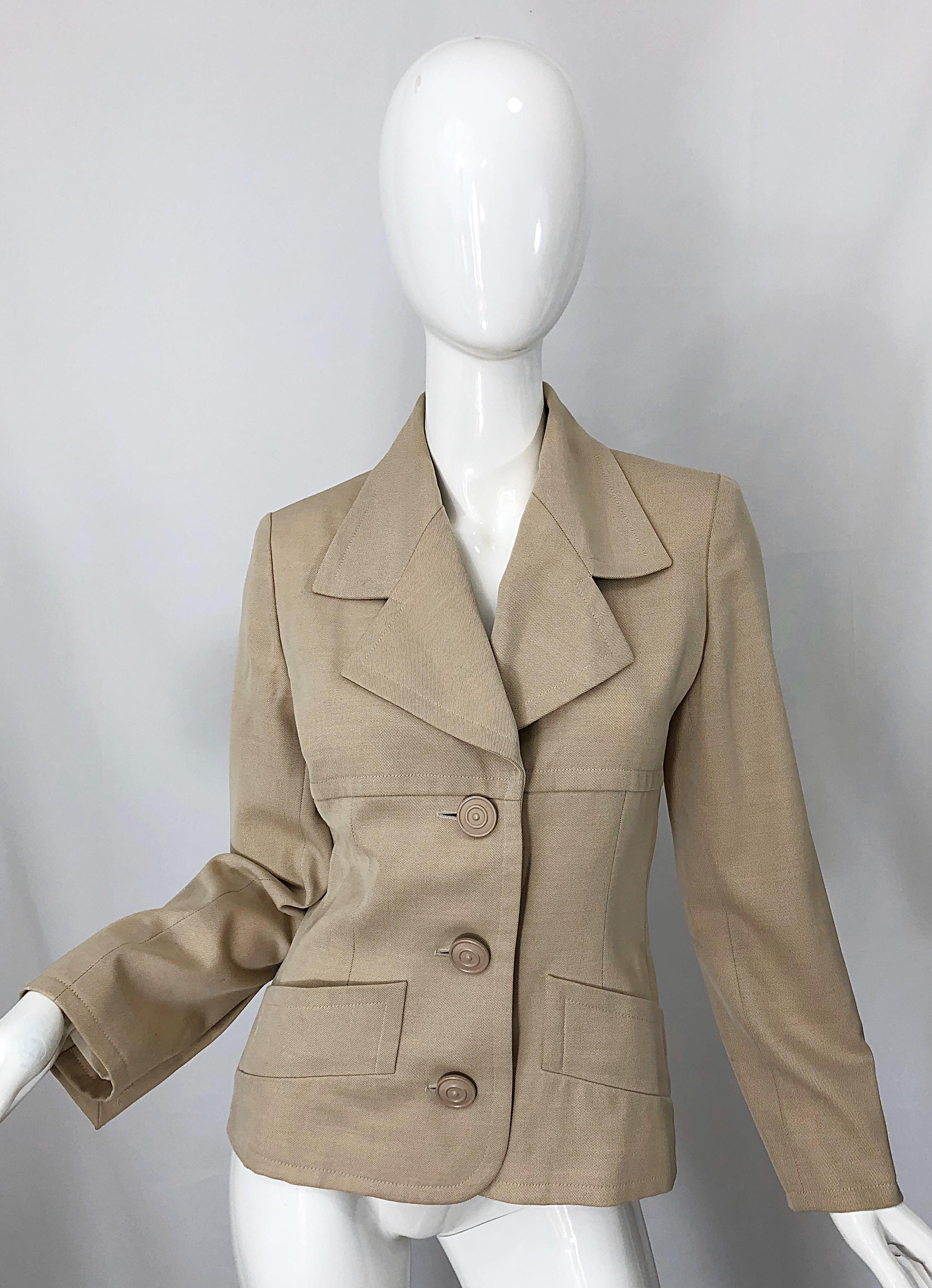 Vintage Givenchy Couture by Alexander McQueen 1990s Khaki Tan 90s Jacket Blazer 7