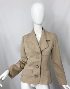 Vintage Givenchy Couture by Alexander McQueen 1990s Khaki Tan 90s Jacket Blazer