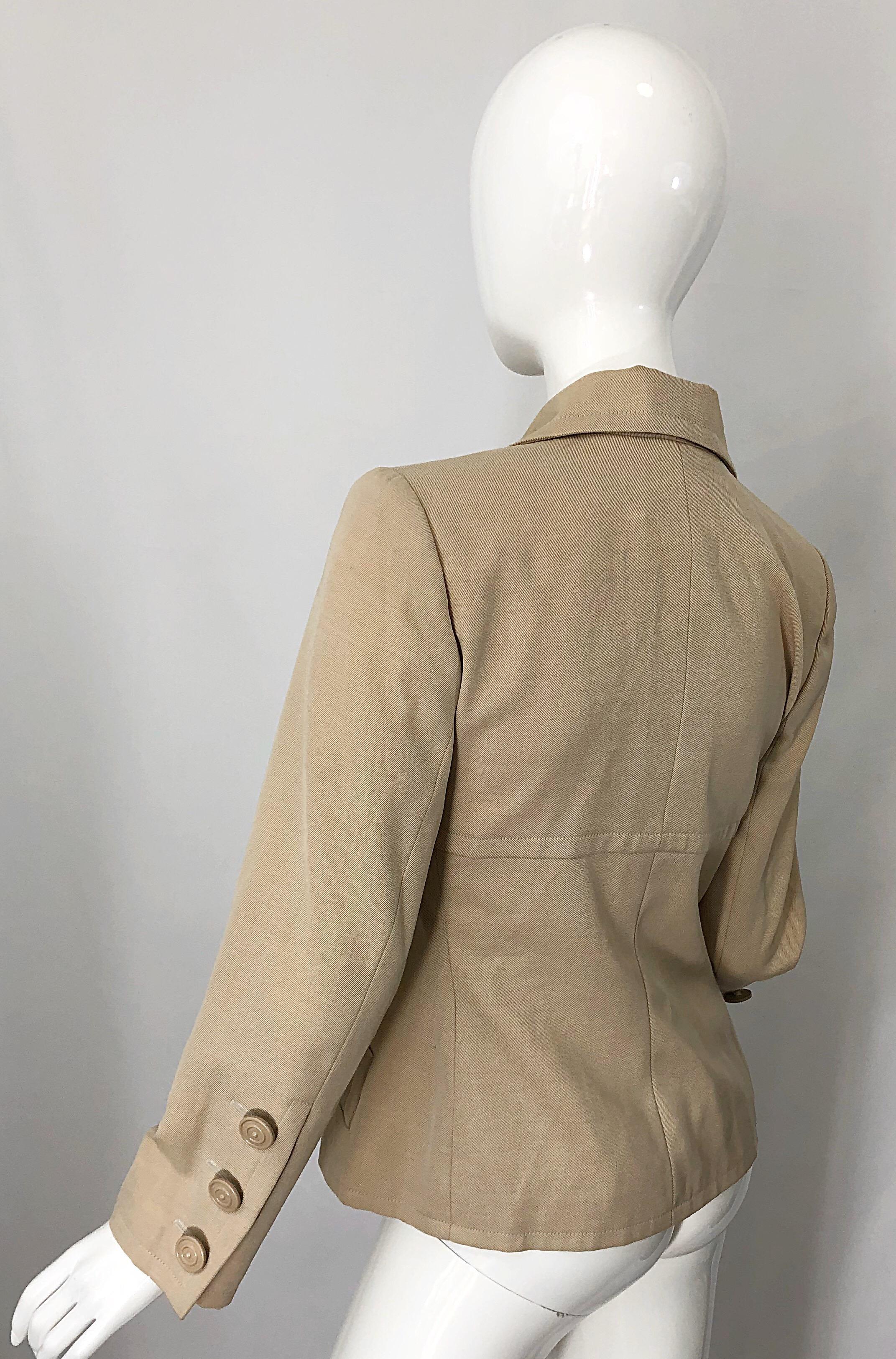 Vintage Givenchy Couture by Alexander McQueen 1990s Khaki Tan 90s Jacket Blazer In Excellent Condition In San Diego, CA