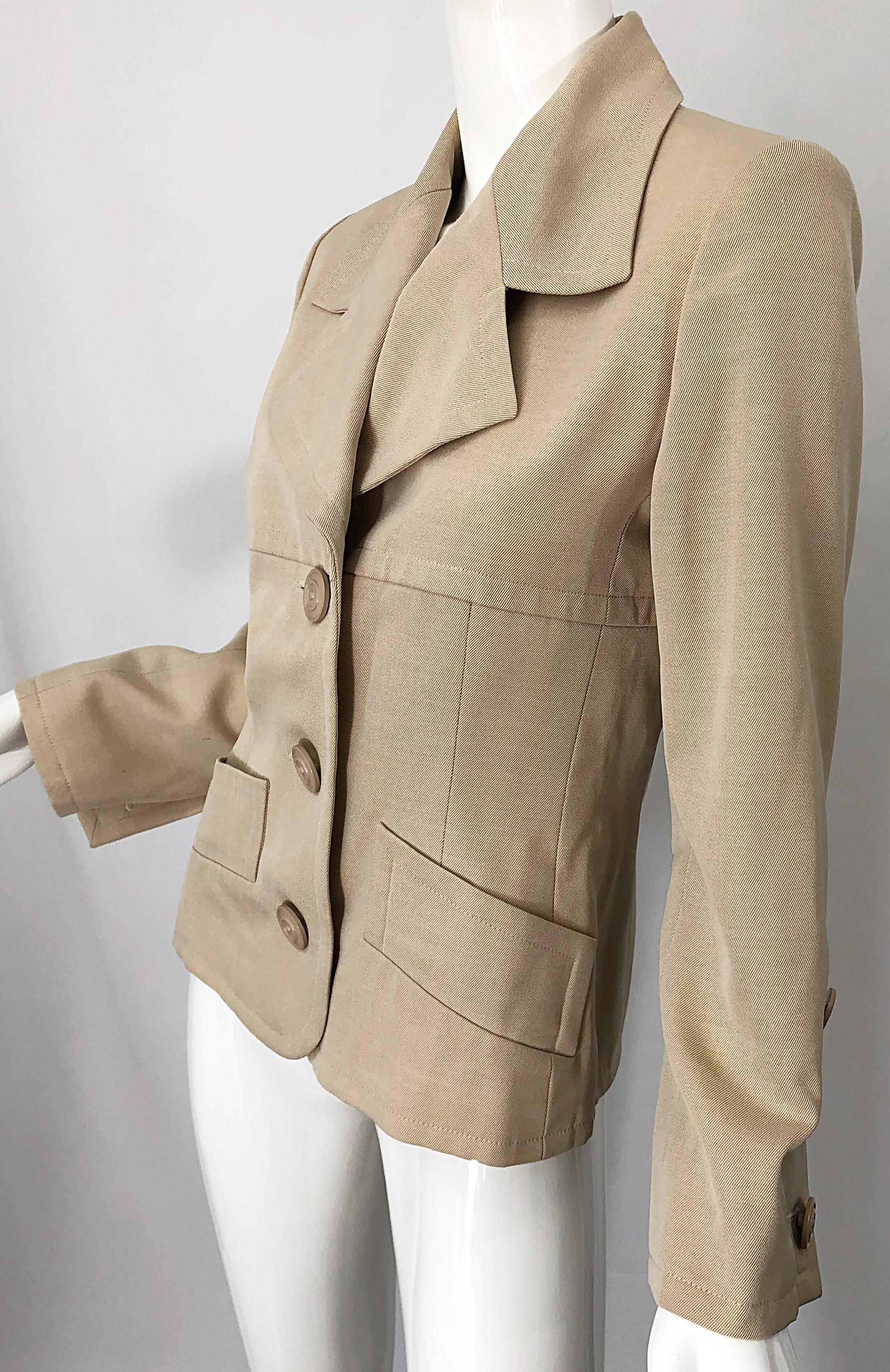 Vintage Givenchy Couture by Alexander McQueen 1990s Khaki Tan 90s Jacket Blazer 1