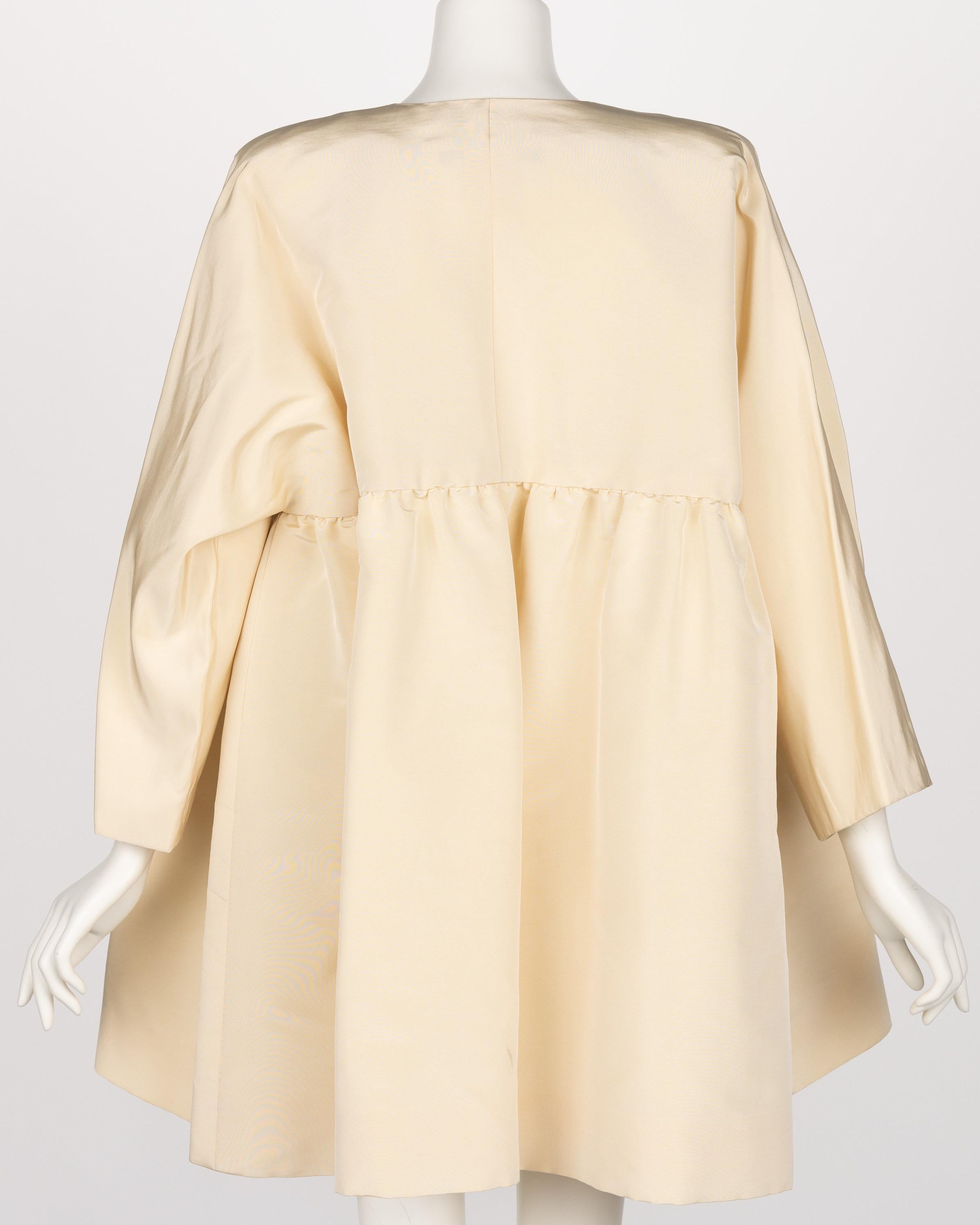 Vintage Givenchy Couture Crème Silk Jacket Coat, 1990s For Sale 2