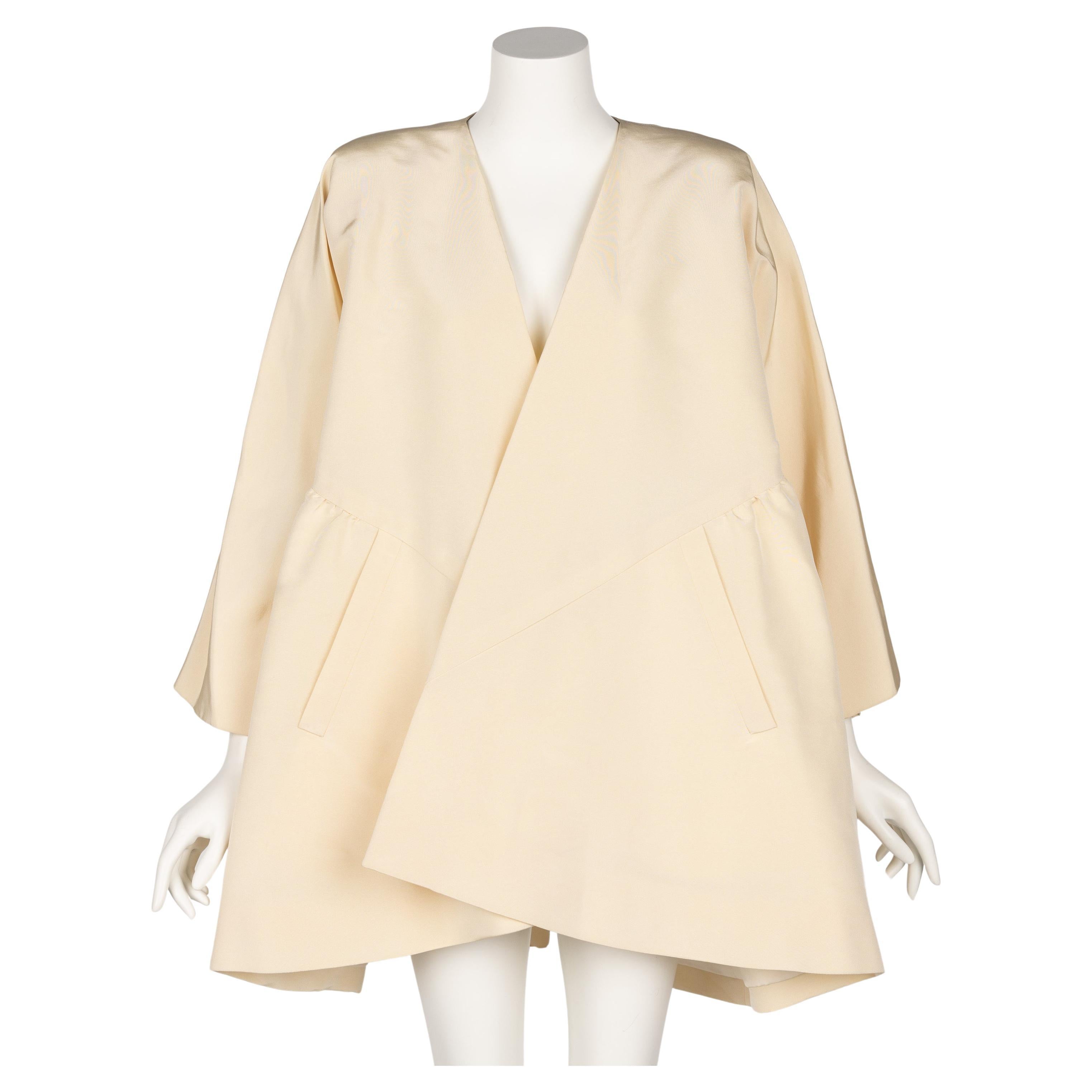 Vintage Givenchy Couture Crème Silk Jacket Coat, 1990s For Sale