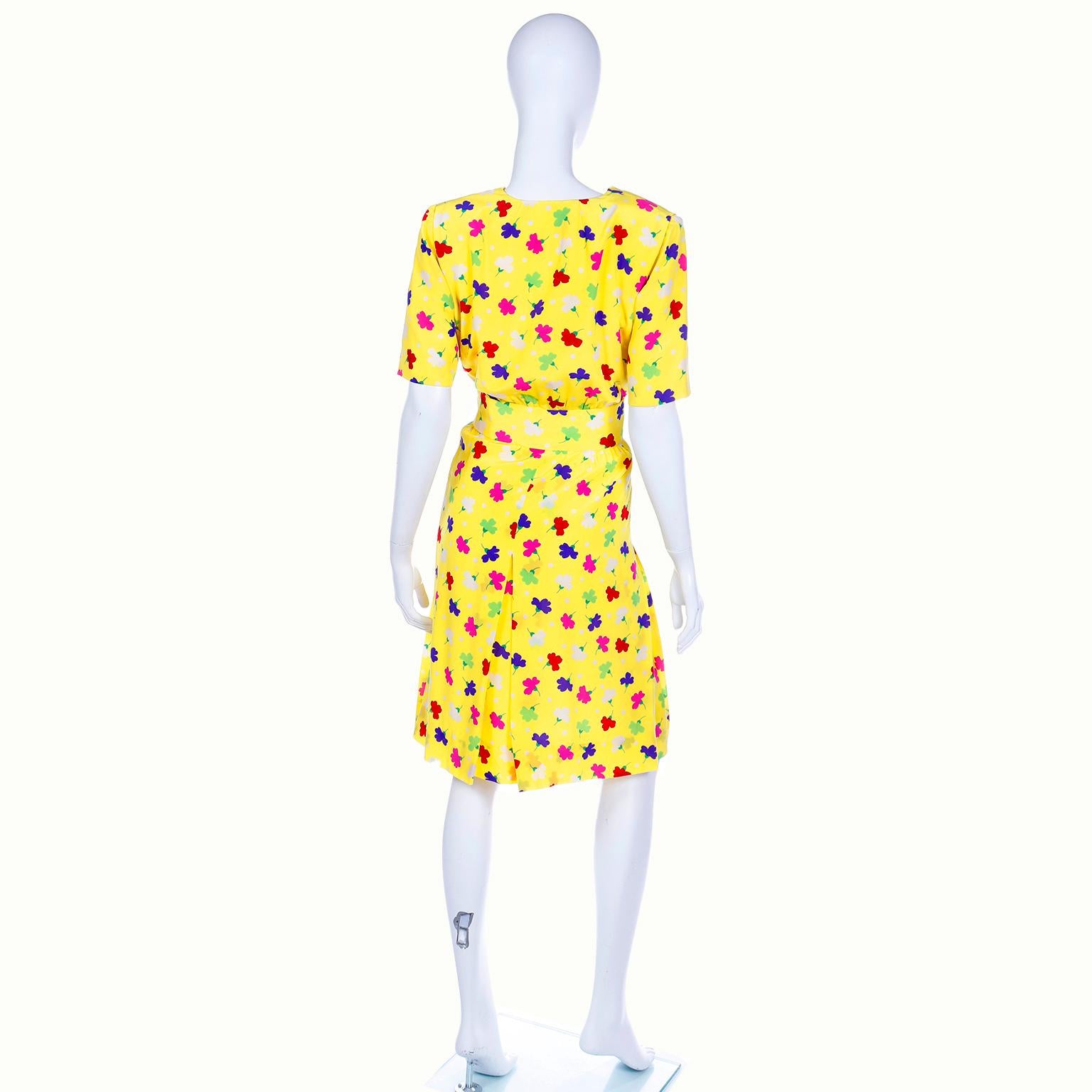 Women's Vintage Givenchy Couture Yellow Silk Floral Day Dress Dress For Sale
