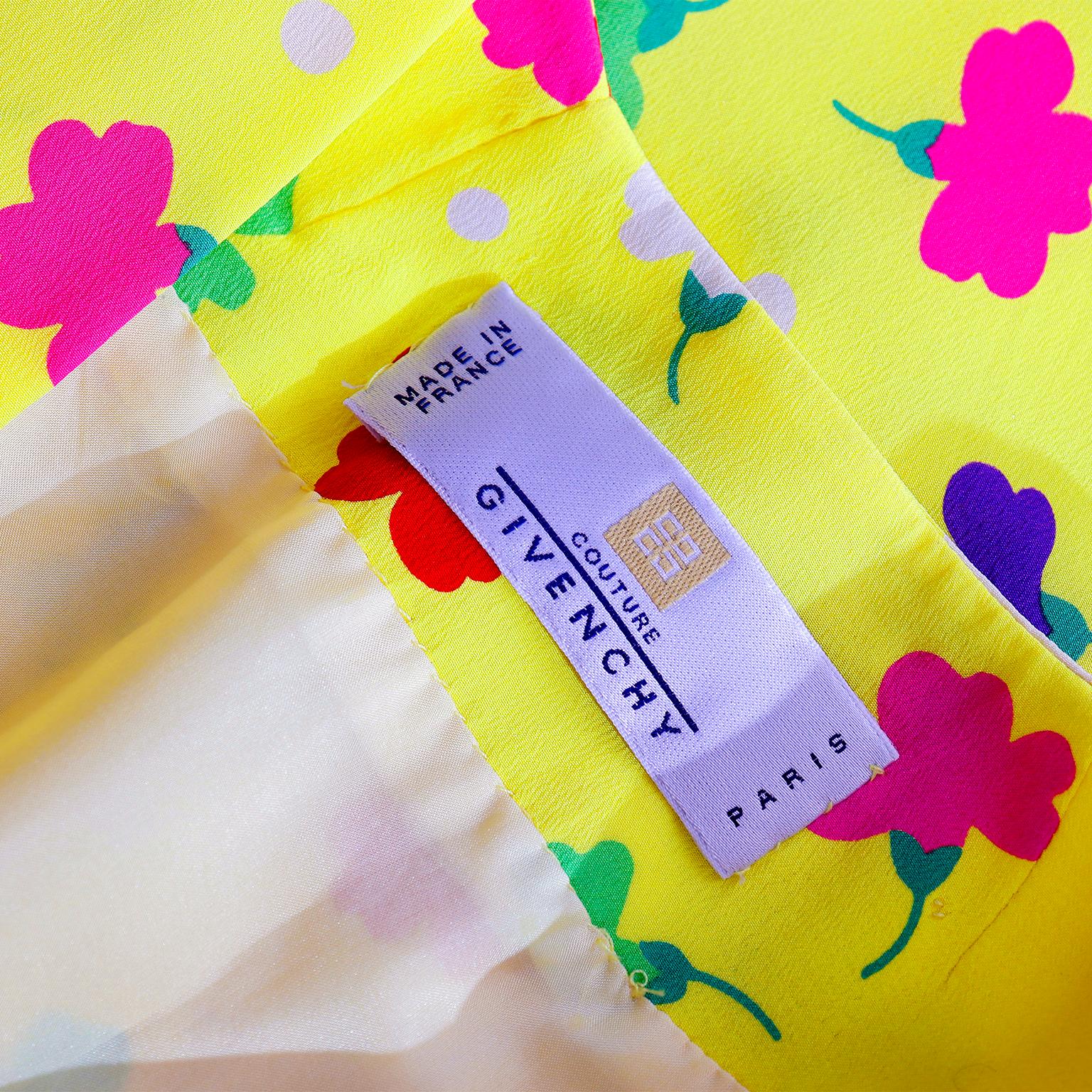 Vintage Givenchy Couture Yellow Silk Floral Day Dress Dress For Sale 5