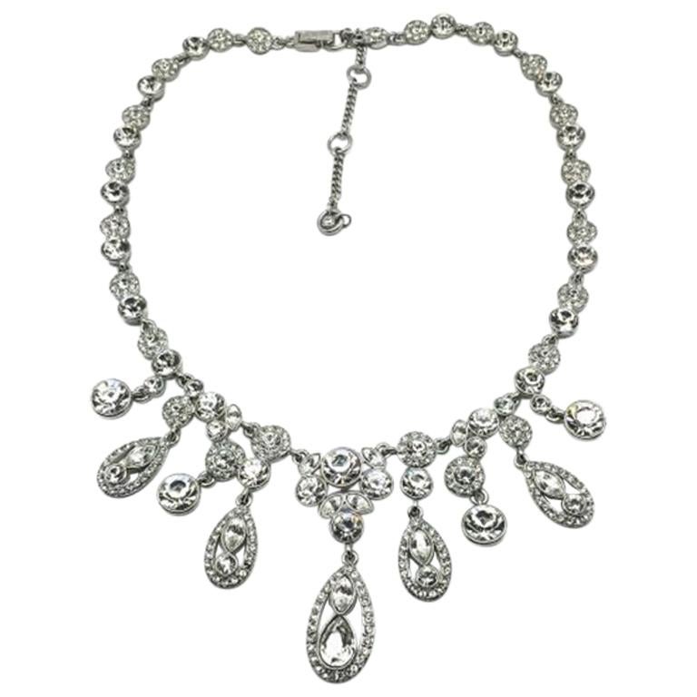Vintage Givenchy Crystal Drop Bib Necklace 1990s