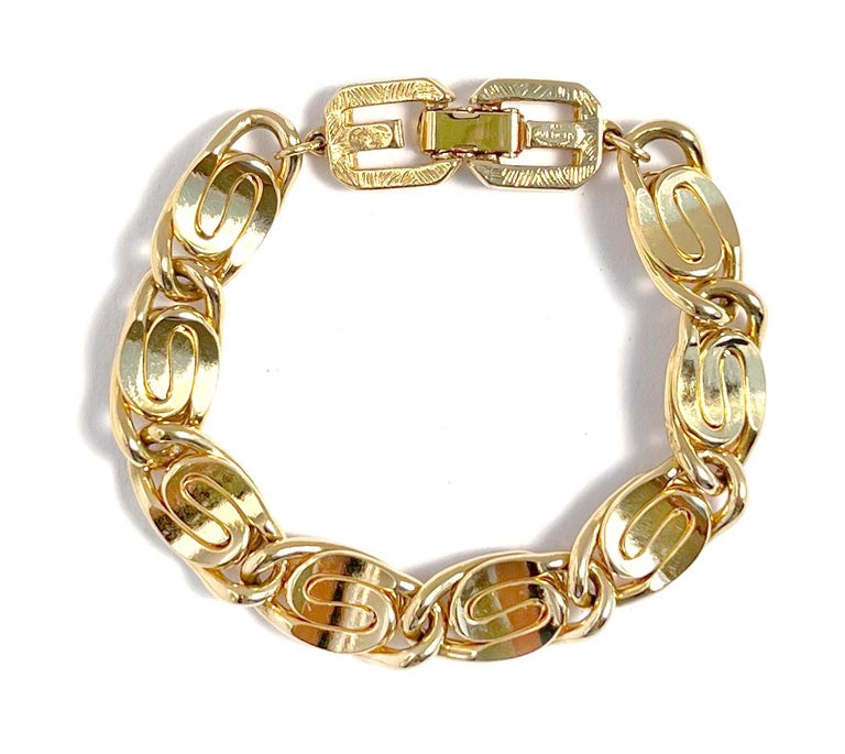 Vintage Givenchy Curvy Link Chain Bracelet, 1980s For Sale at 