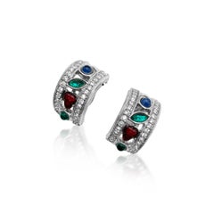 Vintage Givenchy Deco Style Tutti Frutti Earrings 1980s