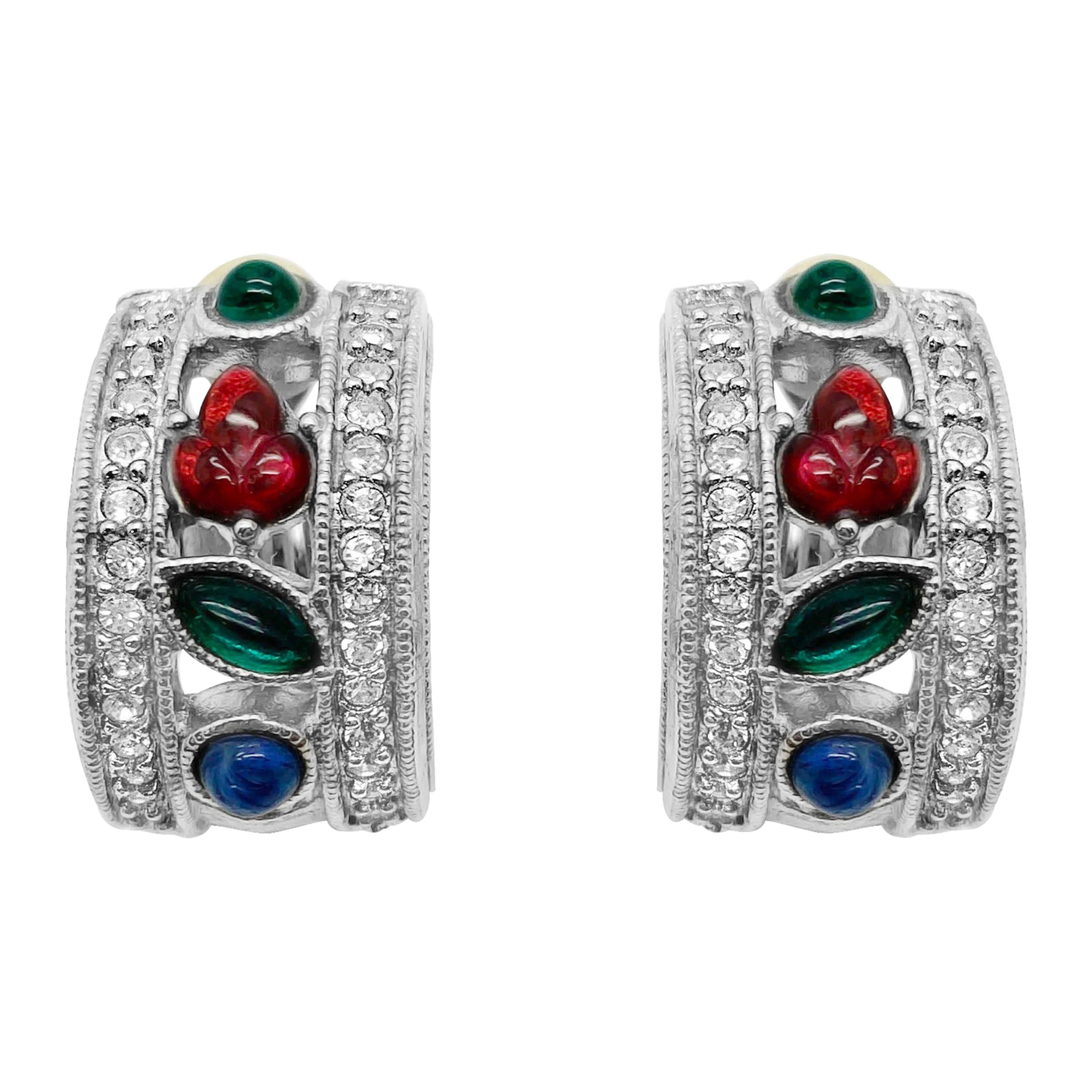 Vintage Givenchy Deco Style Tutti Frutti Earrings 1980s For Sale