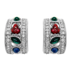 Vintage Givenchy Deco Style Tutti Frutti Earrings 1980s