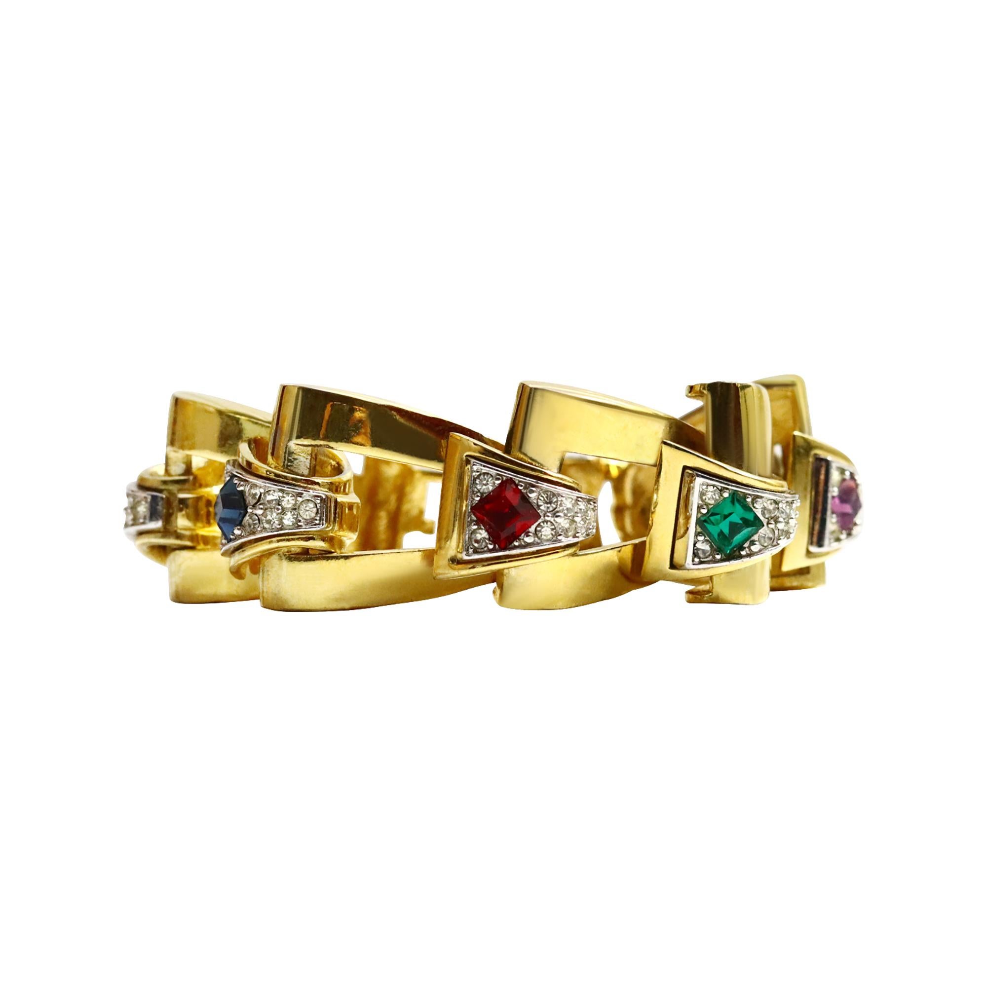 Bracciale d'epoca Givenchy con diamanti e link in tonalità oro, circa anni '80 in vendita 3