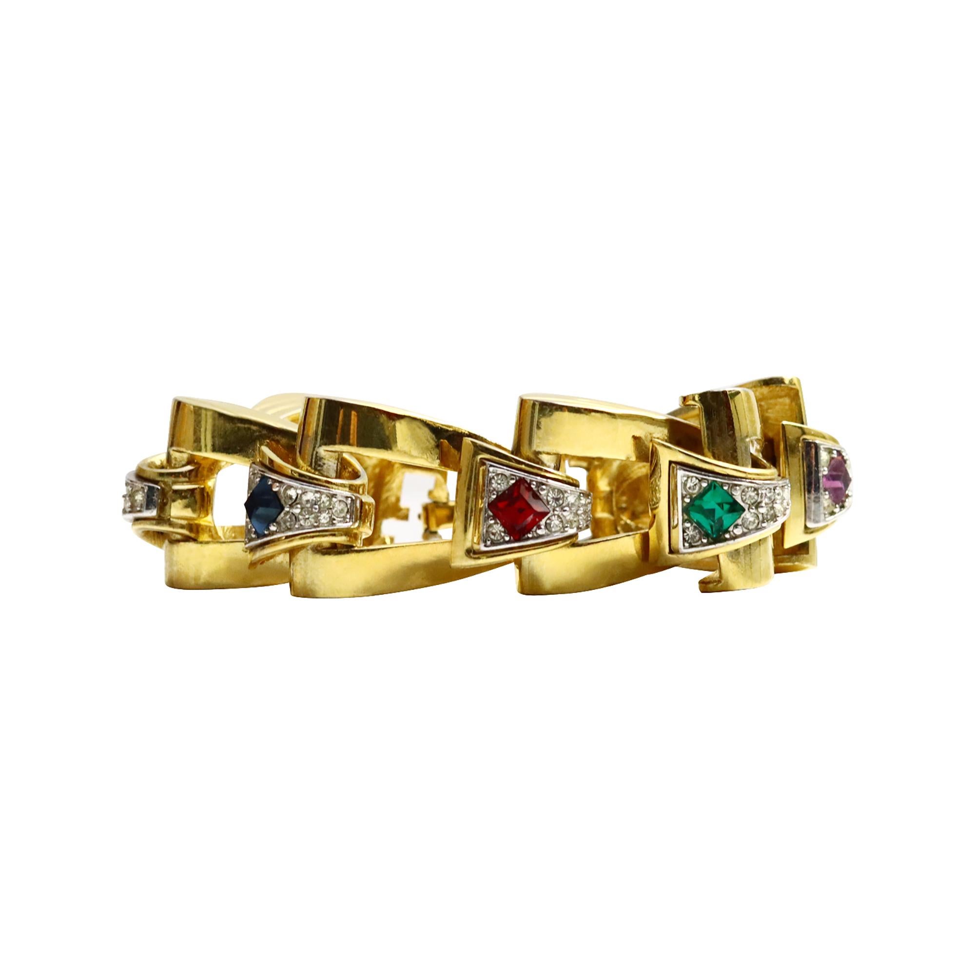 Bracciale d'epoca Givenchy con diamanti e link in tonalità oro, circa anni '80 in vendita 1