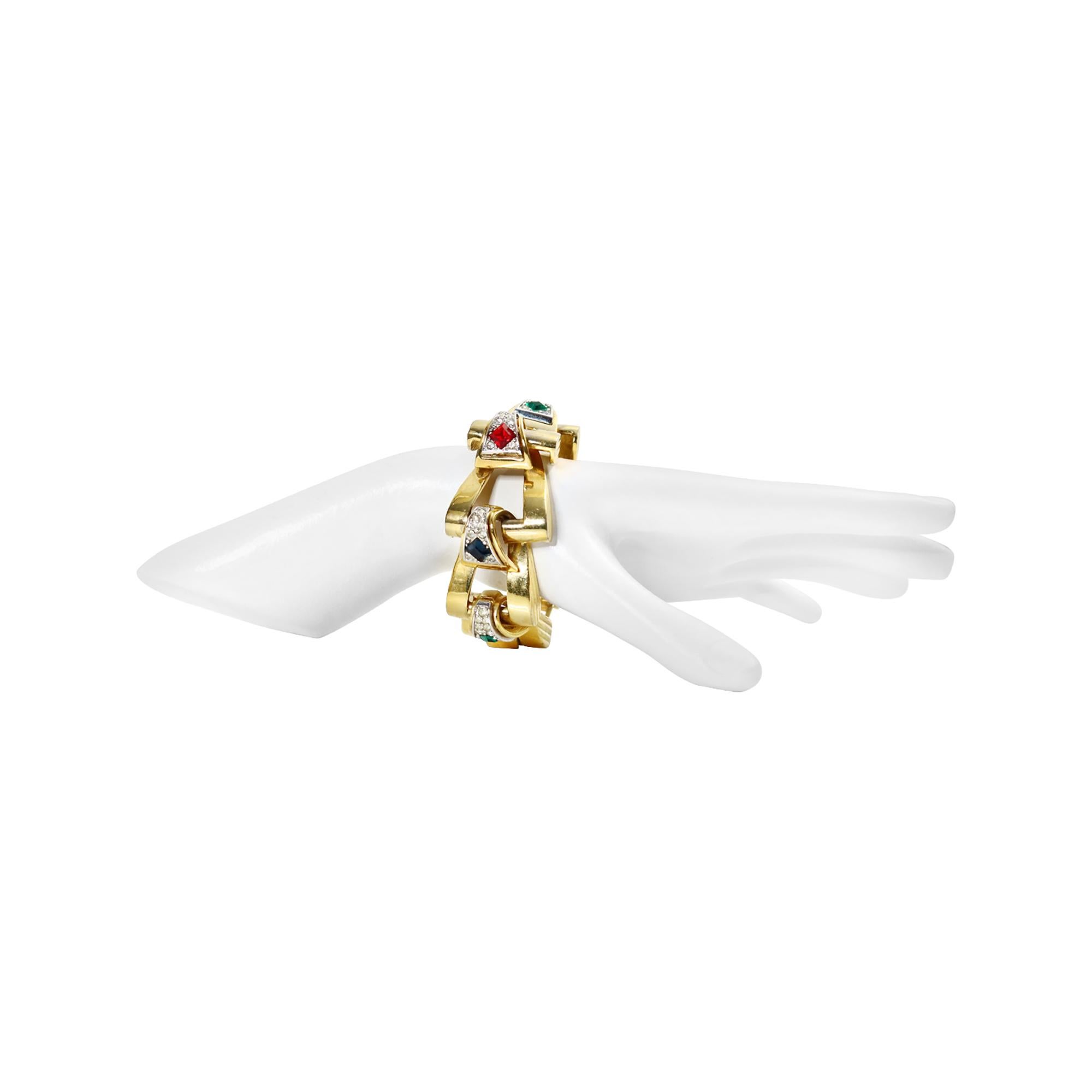 Moderno Bracciale d'epoca Givenchy con diamanti e link in tonalità oro, circa anni '80 in vendita